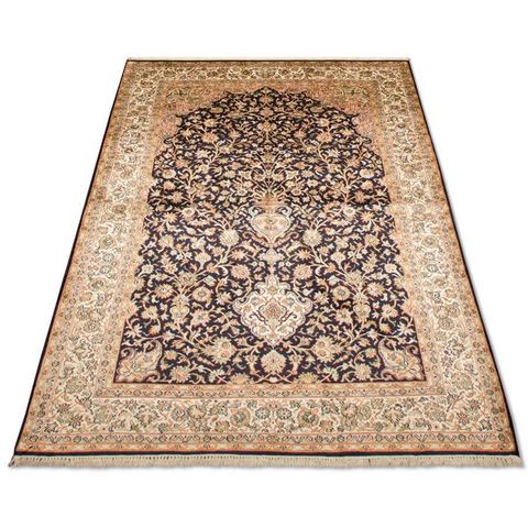 morgenland vloerkleed Kaschmir Seide Teppich handgeknüpft blau