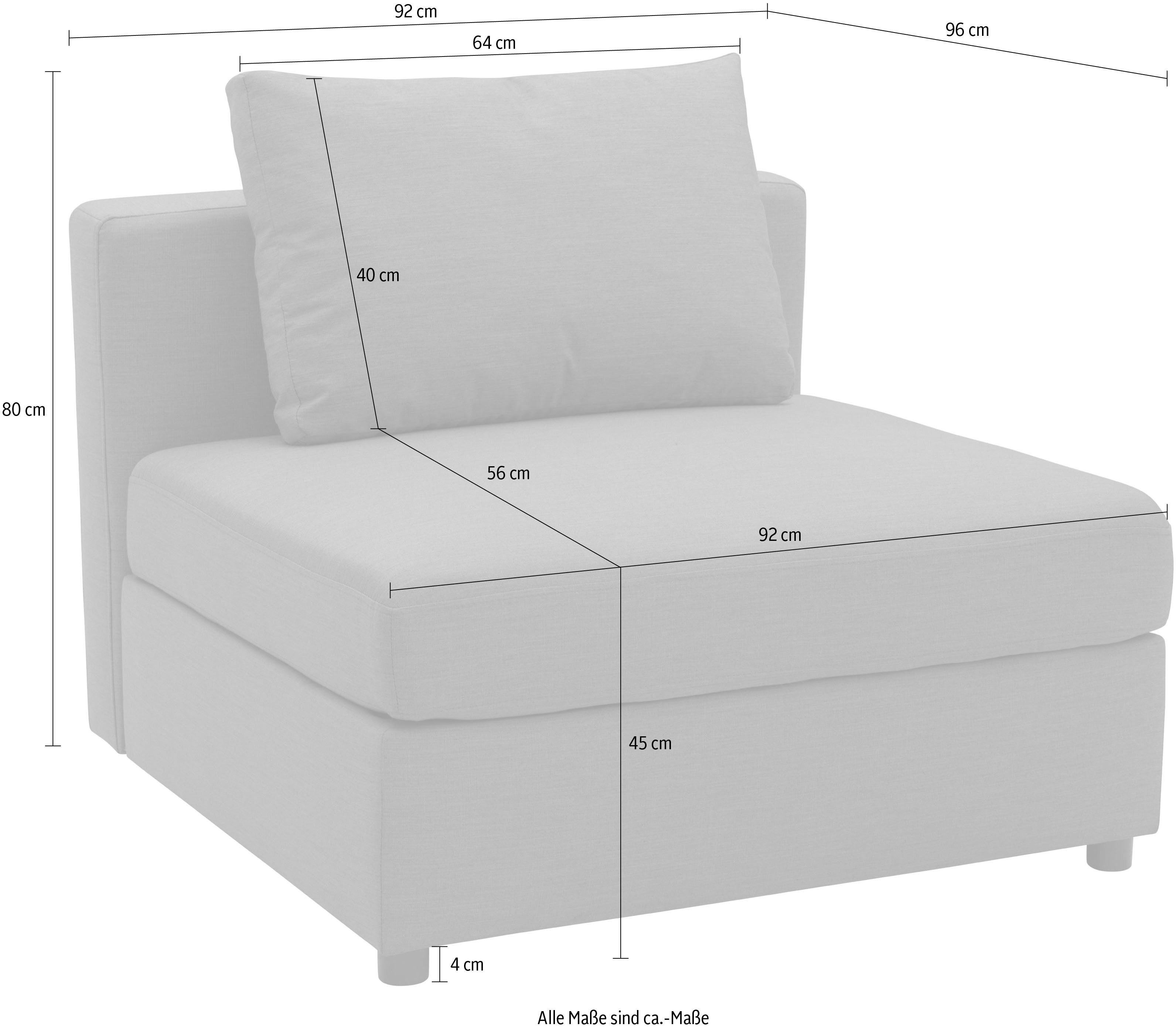 DOMO collection Sofaelement Solskin, individueel uitbreidbaar/combineerbaar met losse kussens. rug- en zijpanelen als steeksysteem.