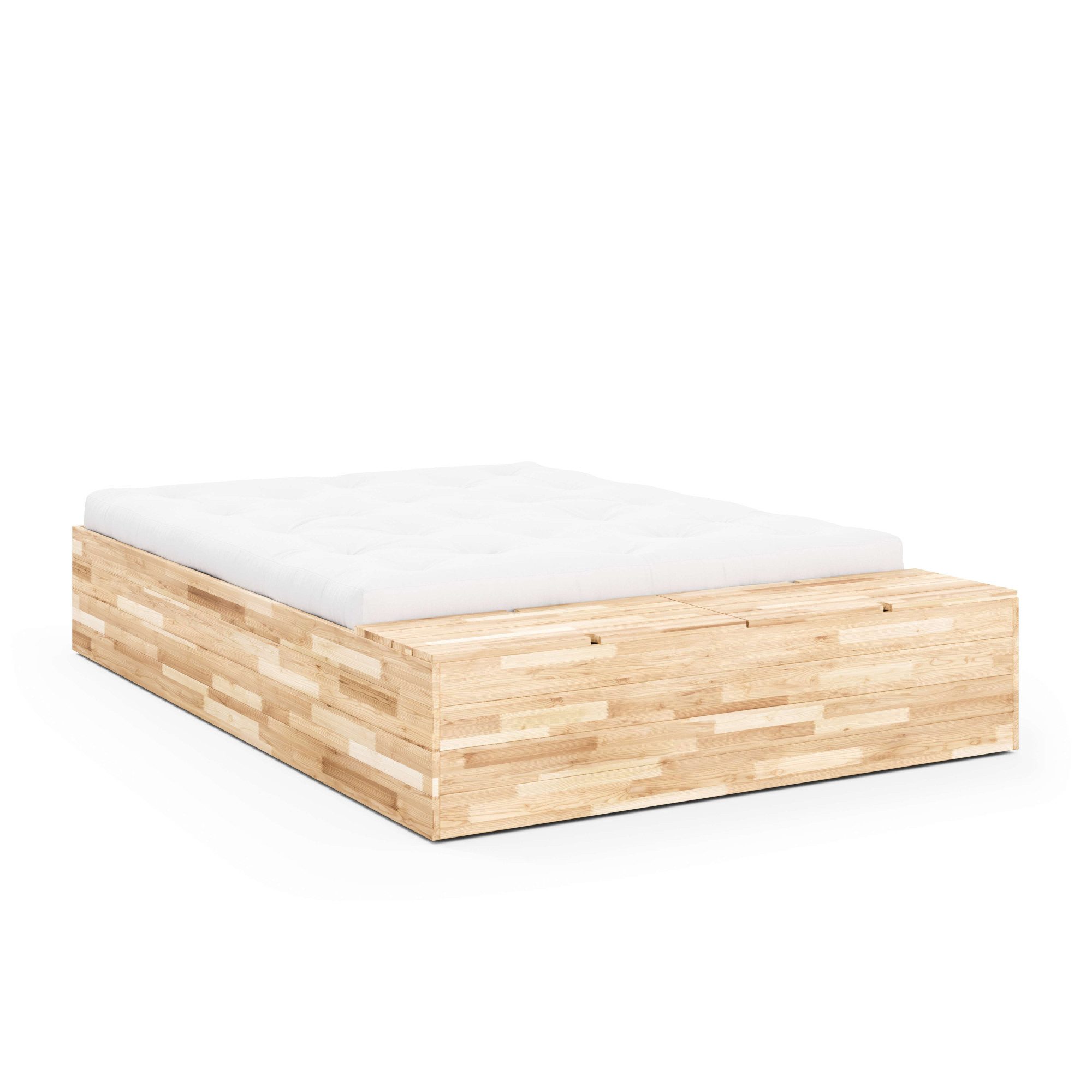 Karup Bedframe Basement Bed, opbergbank, bed optioneel met of zonder zitbank Bed met geïntegreerde opbergruimte, incl. lattenbodem, FSC® gecertificeerd