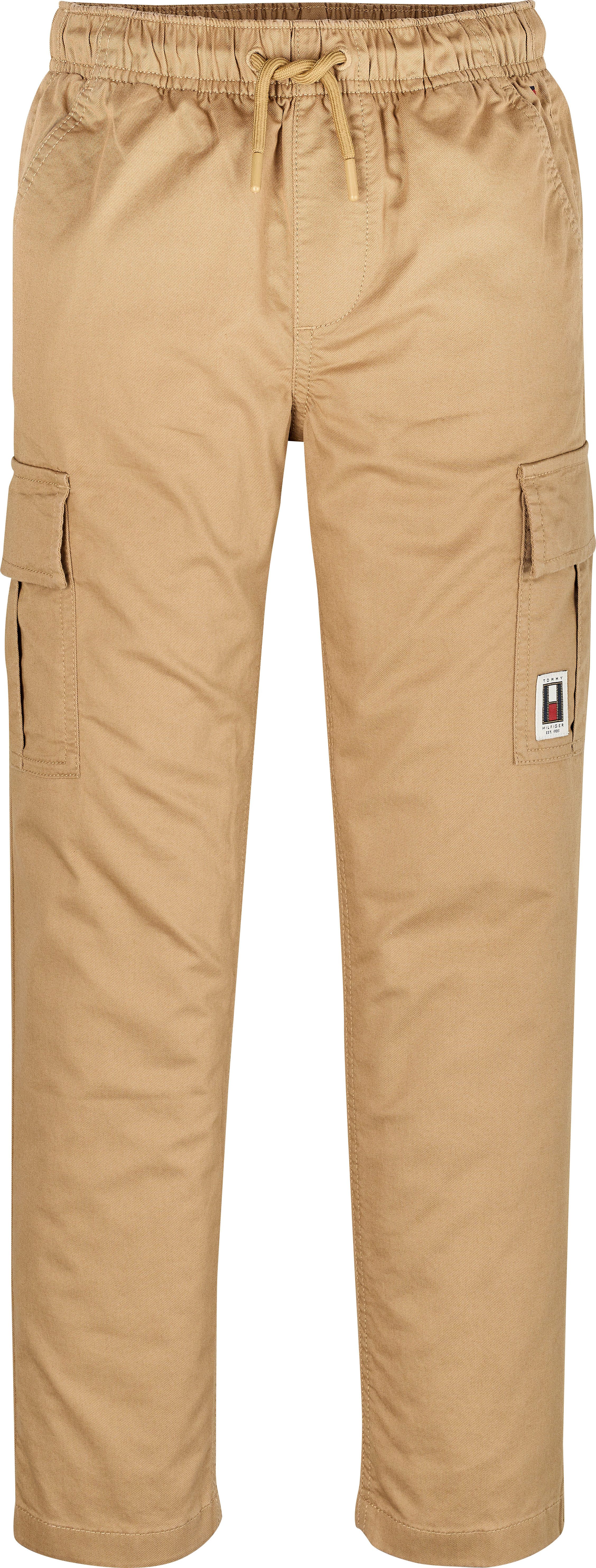 Tommy Hilfiger Cargobroek CARGO PULL ON COTTON PANTS met logo-badge in cargo-stijl