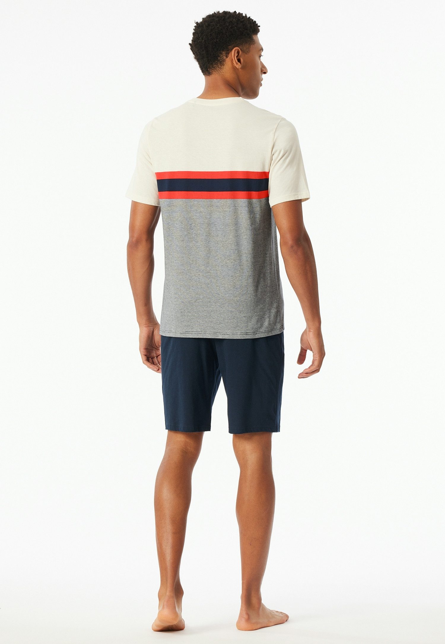 Schiesser Shortama Casual Nightwear Shorts in uni met bindband aan de tailleband (2-delig)