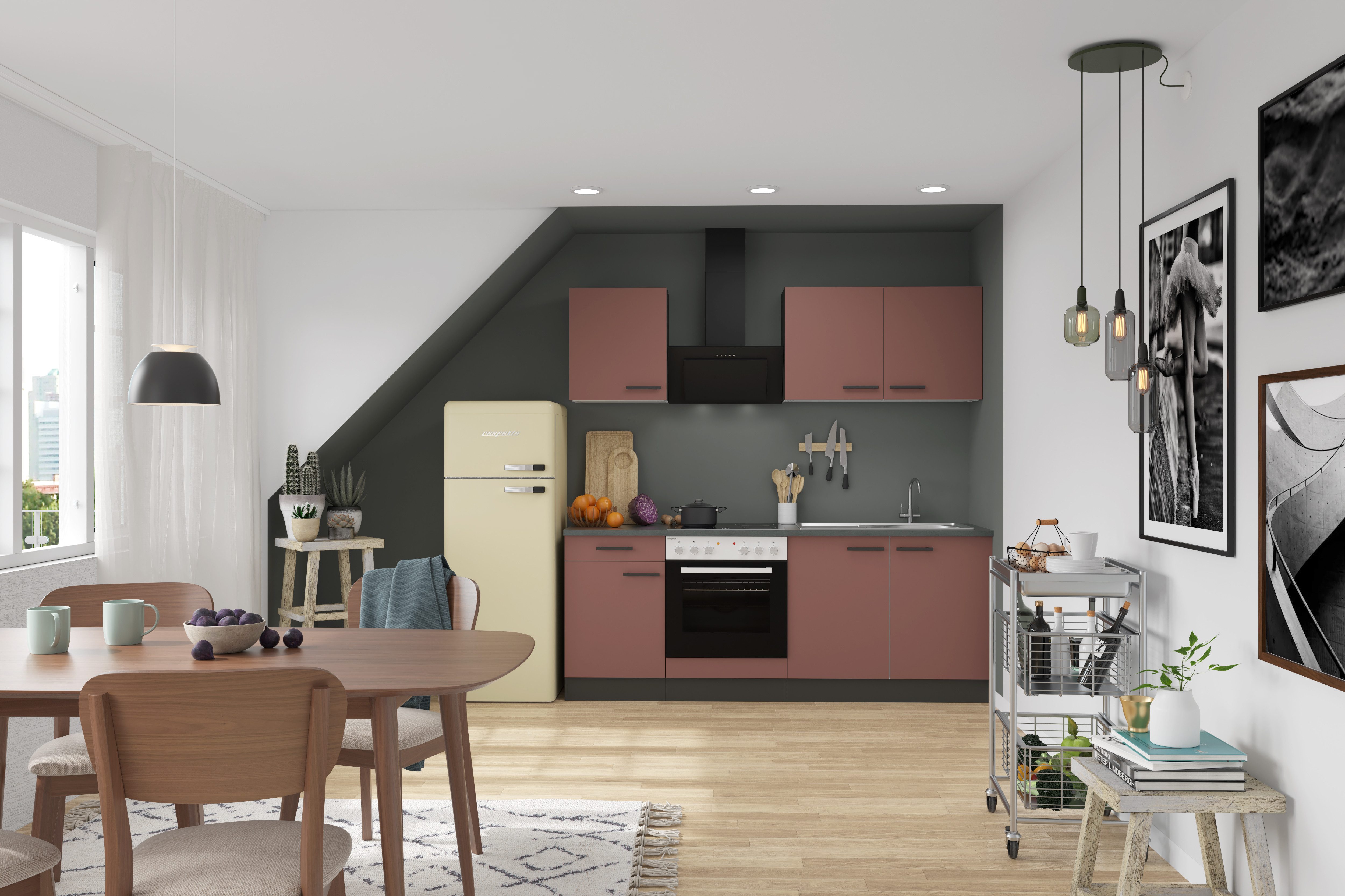 OPTIFIT Keukenblok Palma Breedte 210 cm, optioneel met elektrische apparaten, spiegelbeeld op te stellen