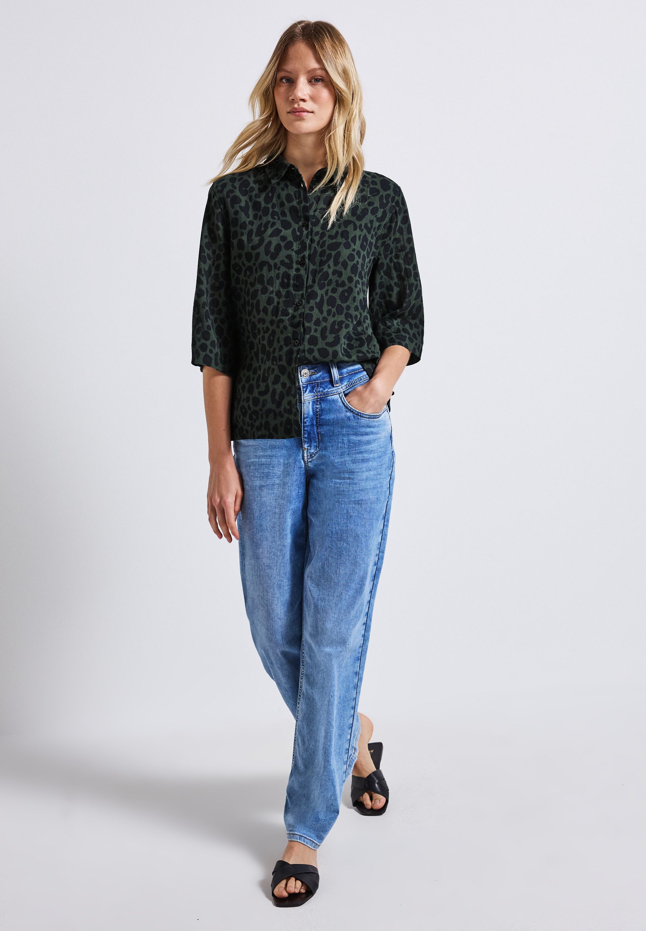 STREET ONE Overhemdblouse met dierenprint en in muslin-look