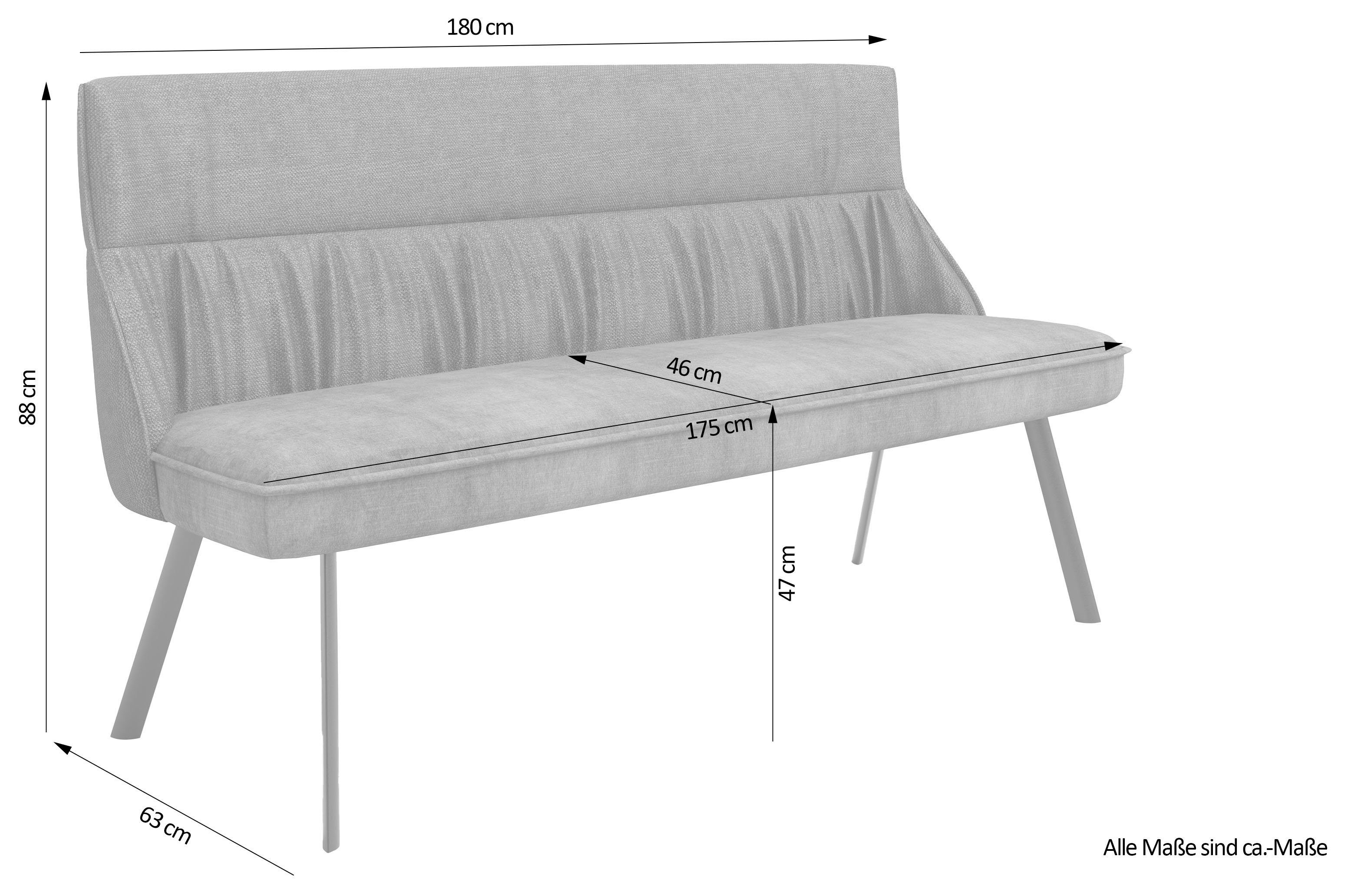 byLIVING Bank California 180 cm bank, weefstof en vintage fluweel met prettige nosag-vering (1 stuk)