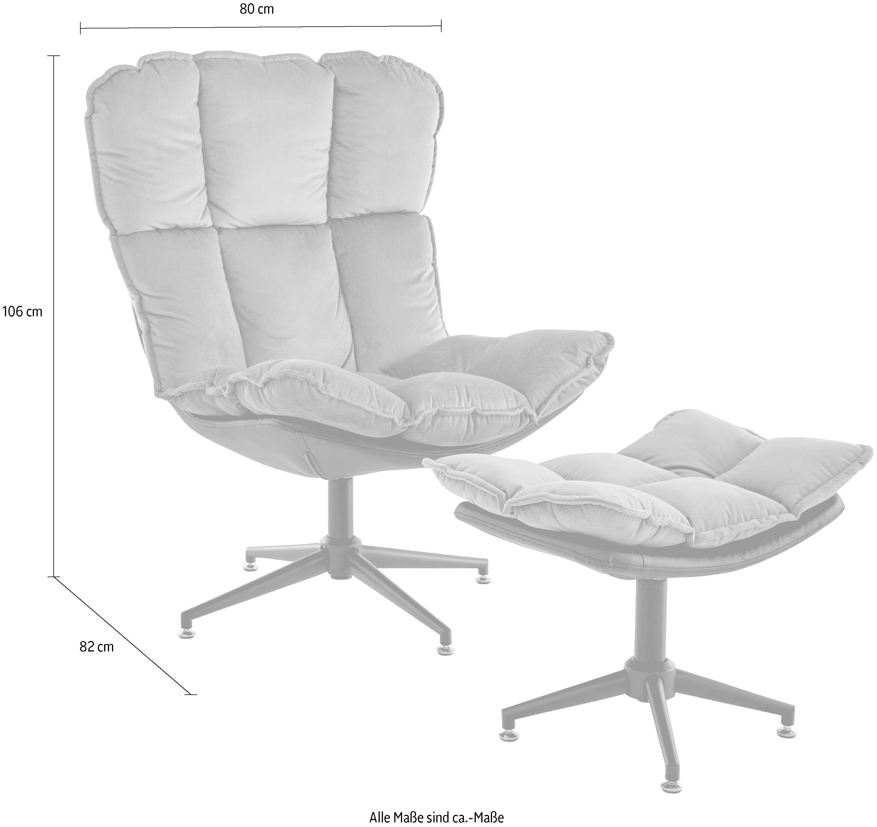 Guido Maria Kretschmer Home&Living Draaibare fauteuil Seet, gestoffeerde fauteuil met voetenbank, 360° draaibaar, fauteuil incl. poef/voetenbank (2 stuks)