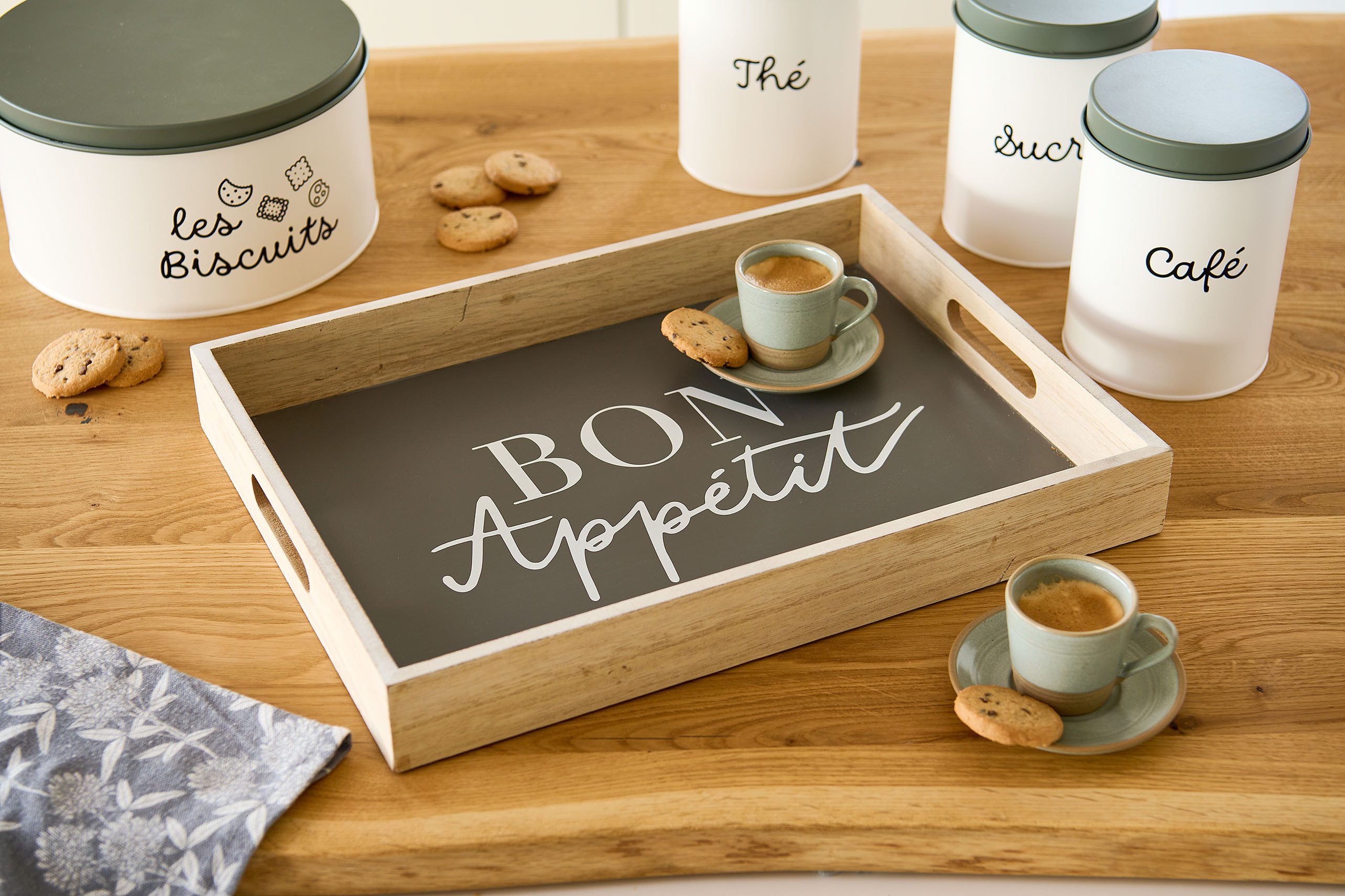 Zeller Present Dienblad met opdruk "bon appetit", 2 handgrepen (1-delig)