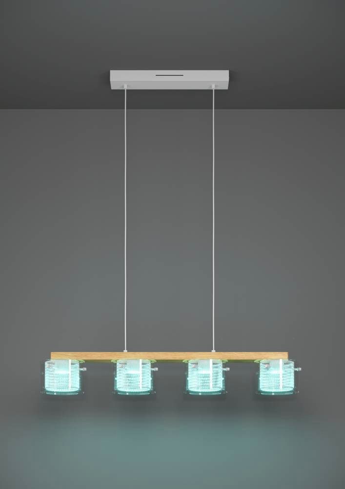 EGLO Hanglamp PORTICO-Z hanglamp hout wit, ZigBee 3.0, timer, pendellamp App / spraakbesturing Alexa, 88x15x110cm, excl. afstandsbediening (1 stuk)