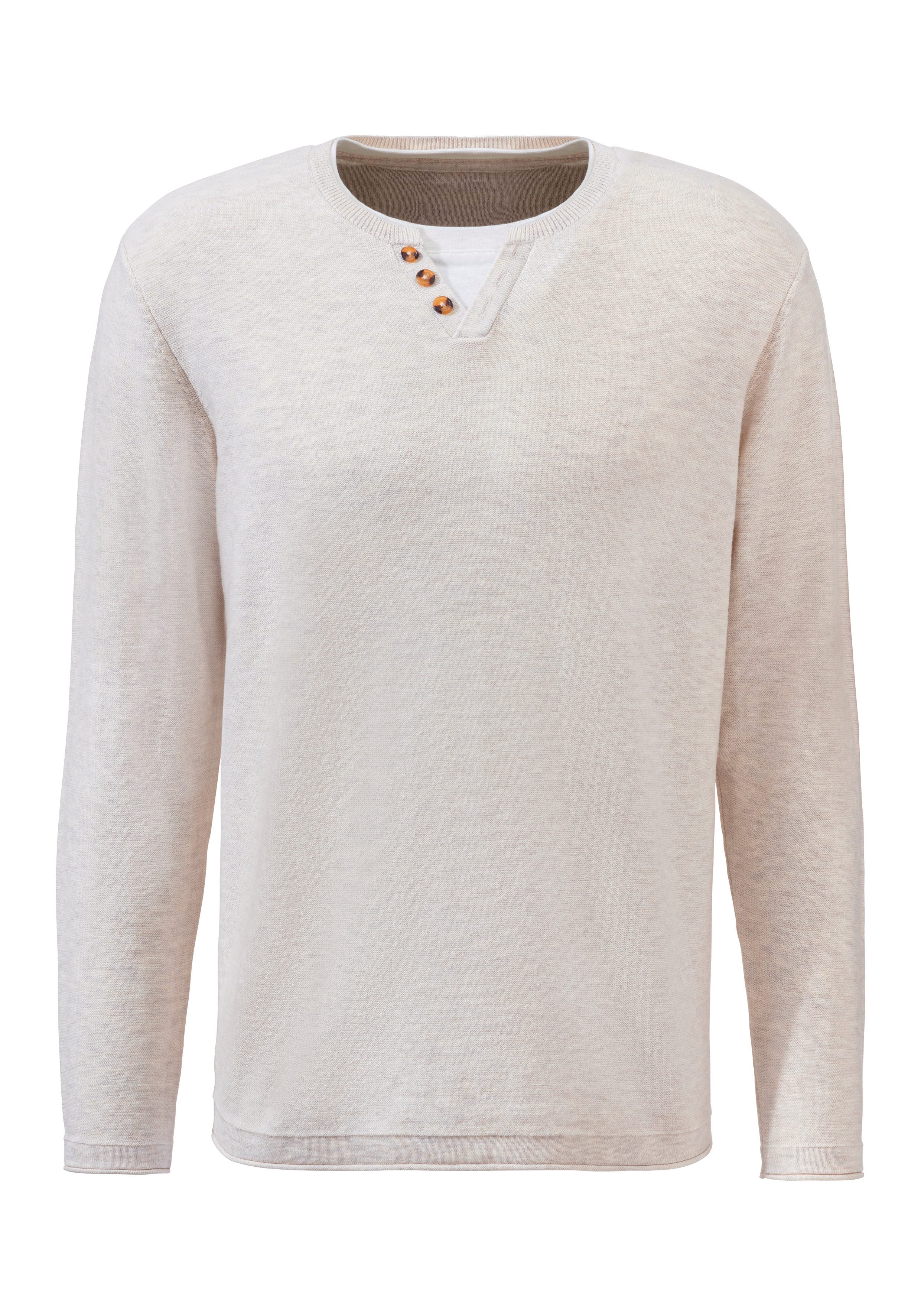 H.I.S Gebreide trui Pullover met hoogwaardige halsafwerking in double-layer look