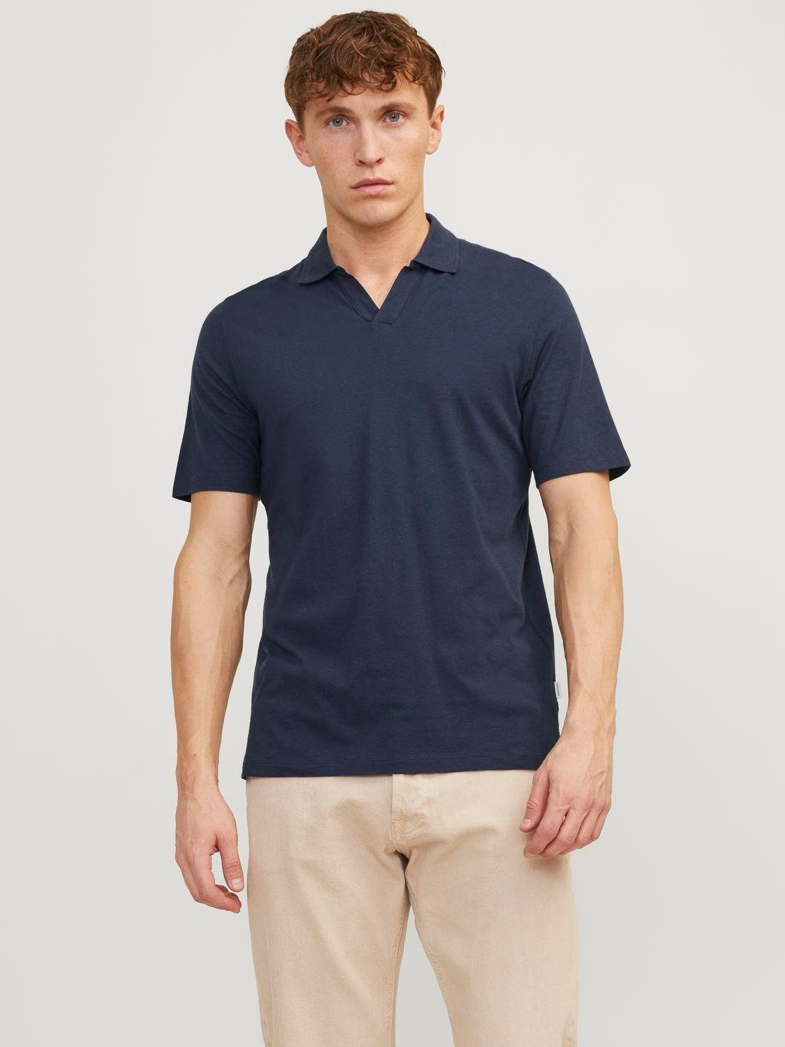 Jack & Jones Poloshirt JJESUMMER LINEN POLO SS LN heren poloshirts maat S blauw