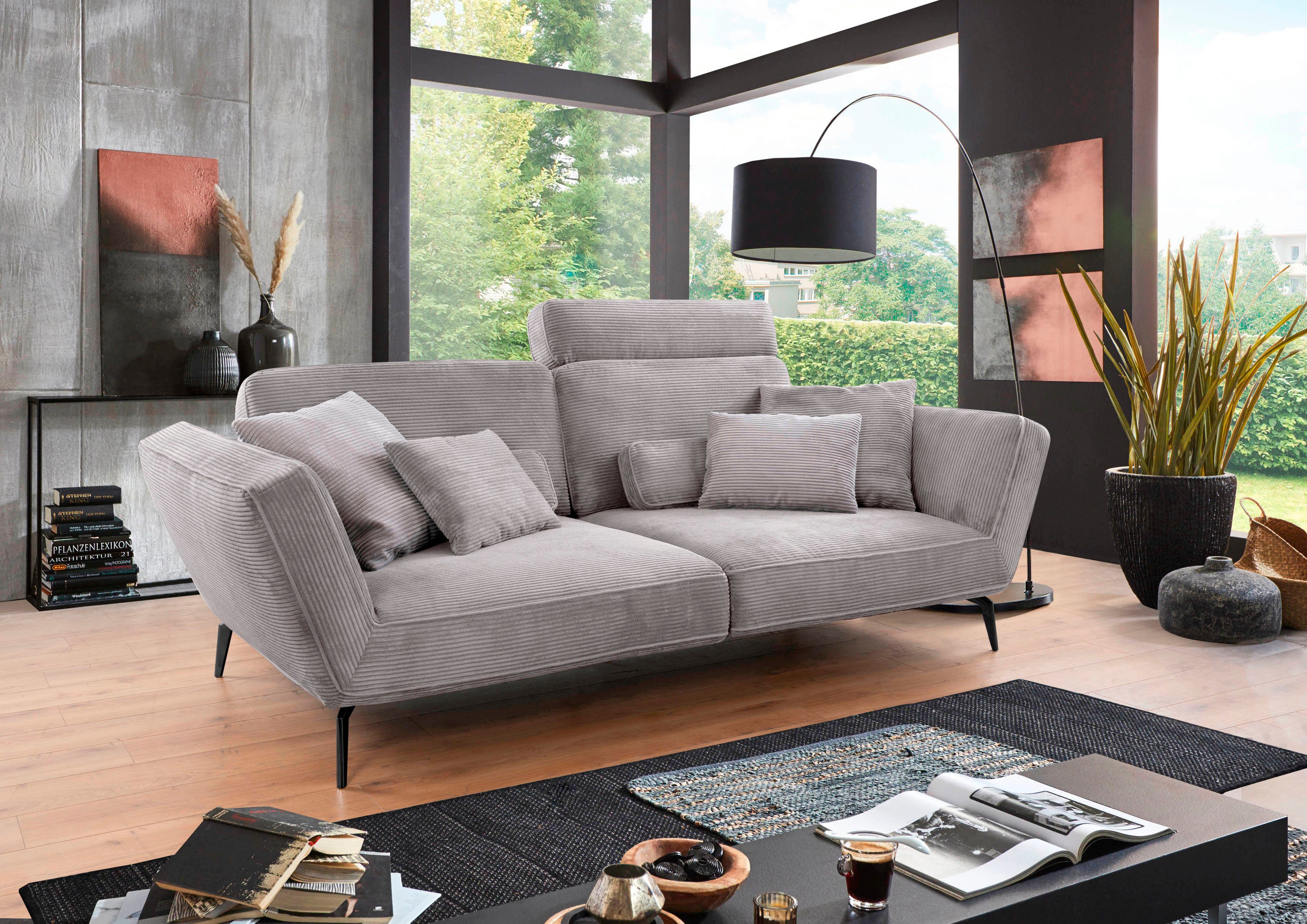 set one by Musterring Megabank SO 4500 Mega-sofa, mega comfortabel, hoogwaardig afgewerkt Voeten zwart mat, optioneel met hoofdsteun, breedte 260cm,