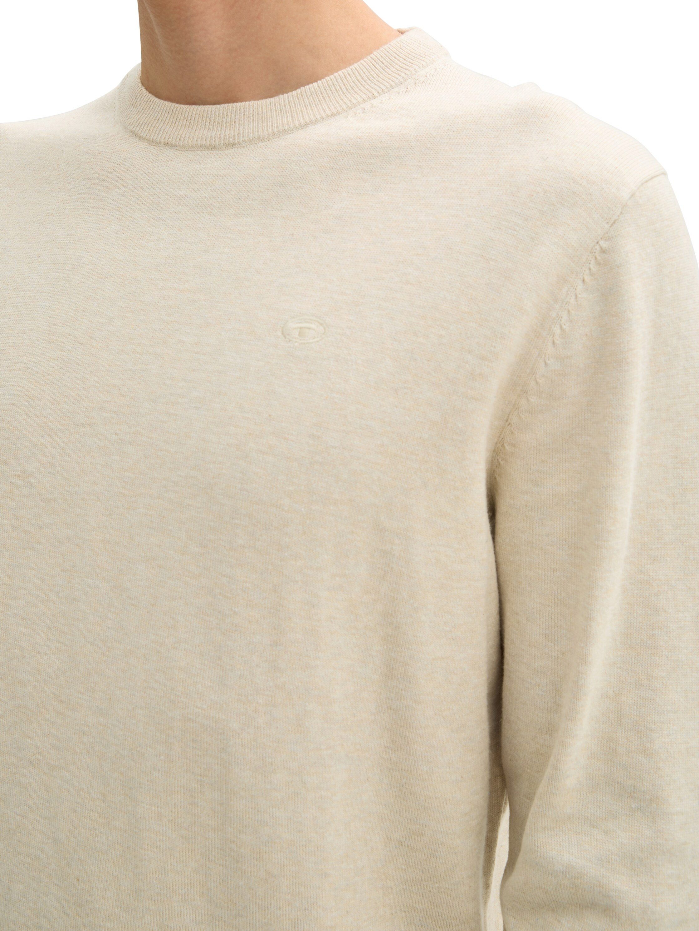 Tom Tailor Trui met ronde hals met geborduurd logo