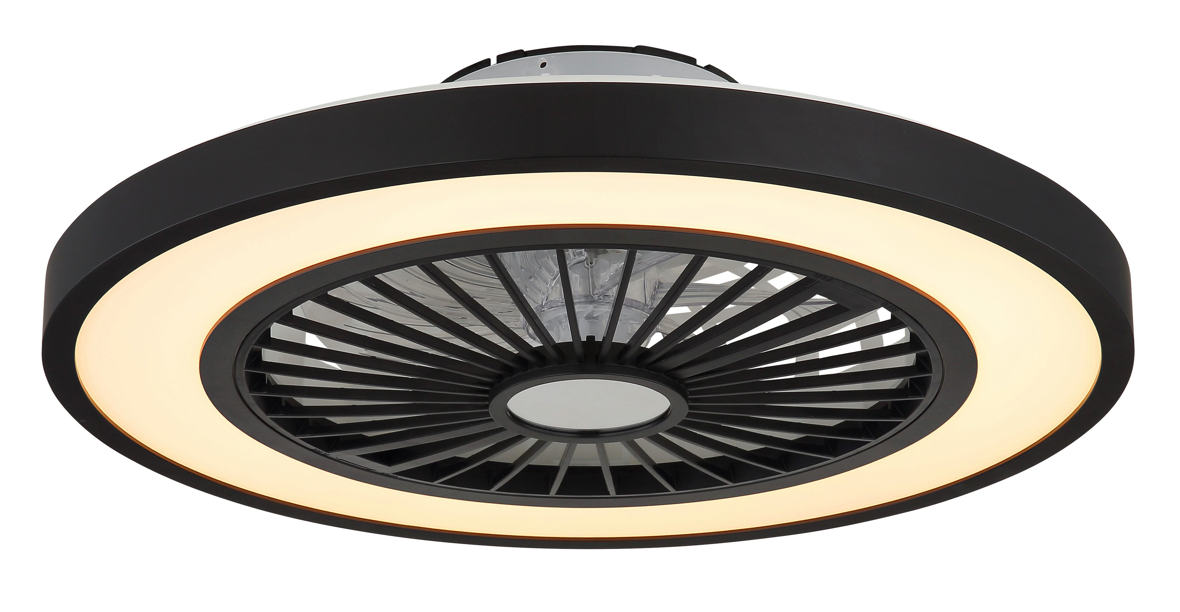 Globo Lightning Plafondlamp BLIZZAK Plafondventilator metaal zwart mat, LED (1 stuk)