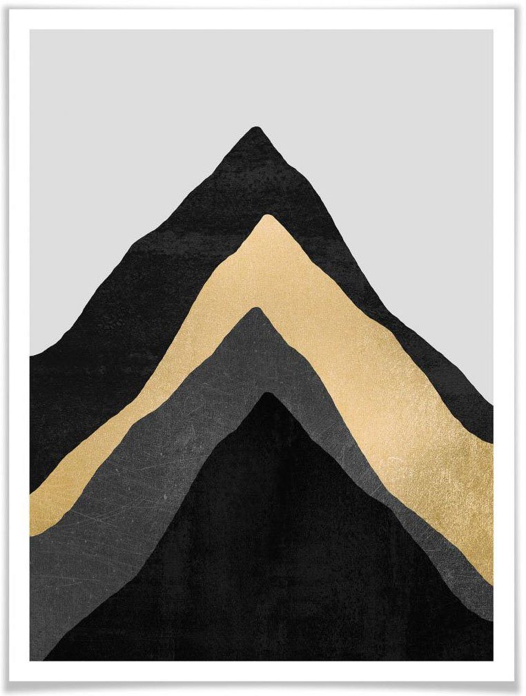 wall-art poster vier bergen poster zonder lijst (1 stuk) multicolor
