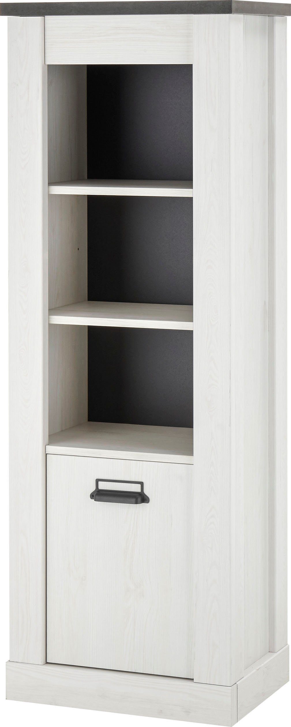 Home affaire Waskast SHERWOOD hoge kast, commode in moderne houtlook, met metalen apothekers handgrepen, hoogte 146 cm garderobekasten wit