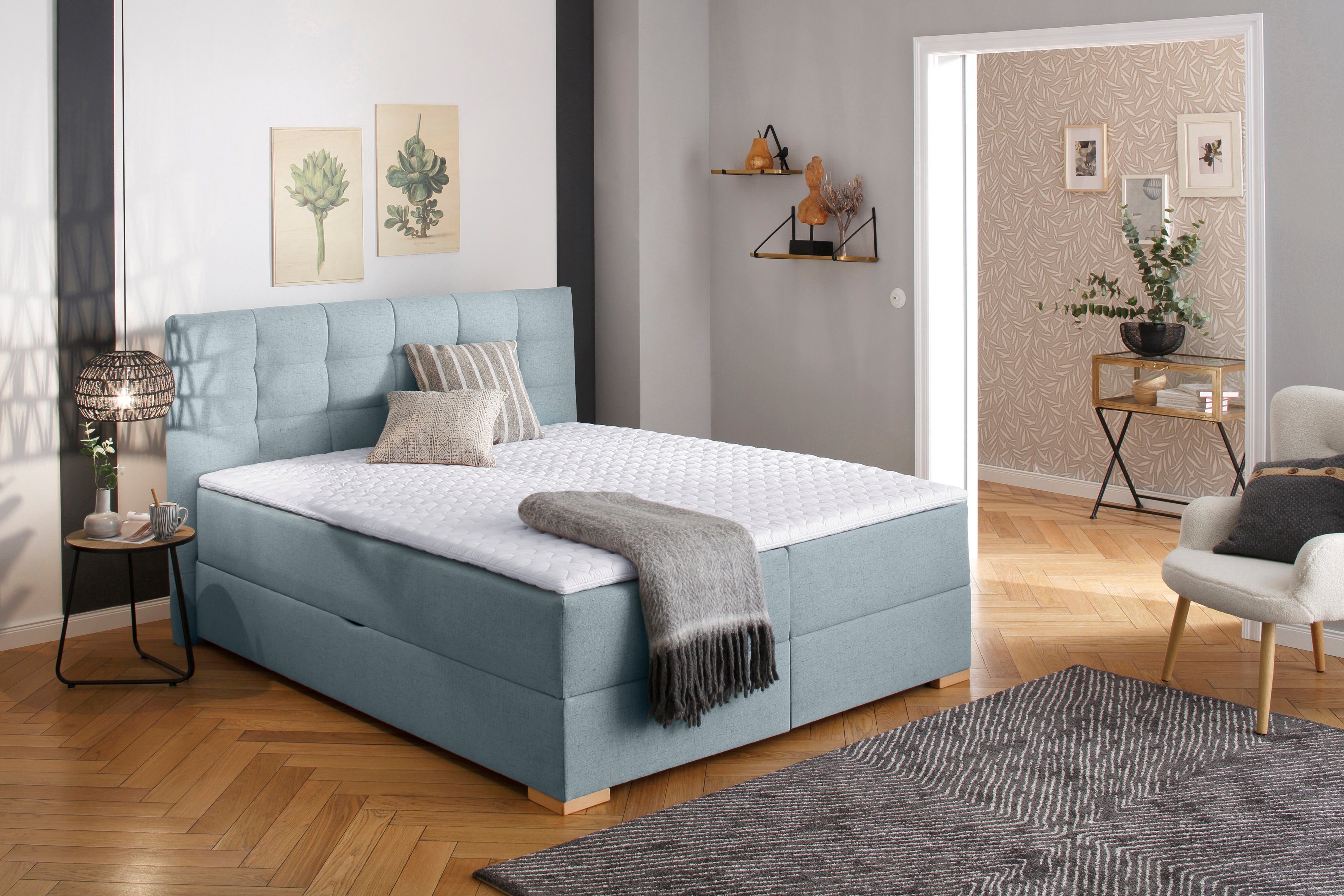 Home affaire Boxspring Olivet in 4 kleuren, 4 breedten, 2 matrassoorten, ook in extra lang 220 cm