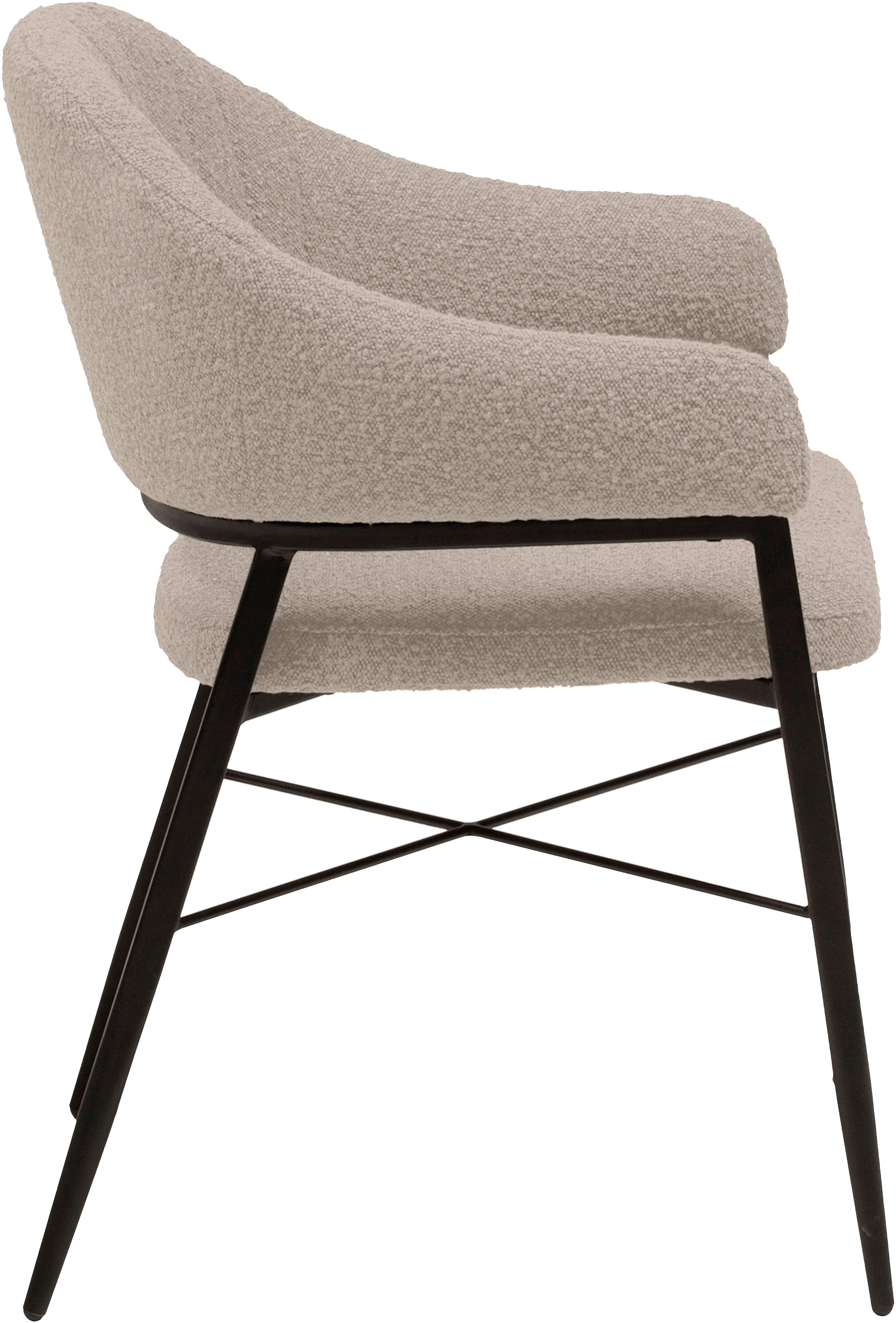 OMG Design Stoel met armleuningen Roma comfortabele eetkamerstoel, gestoffeerde stoel met bouclé bekleding