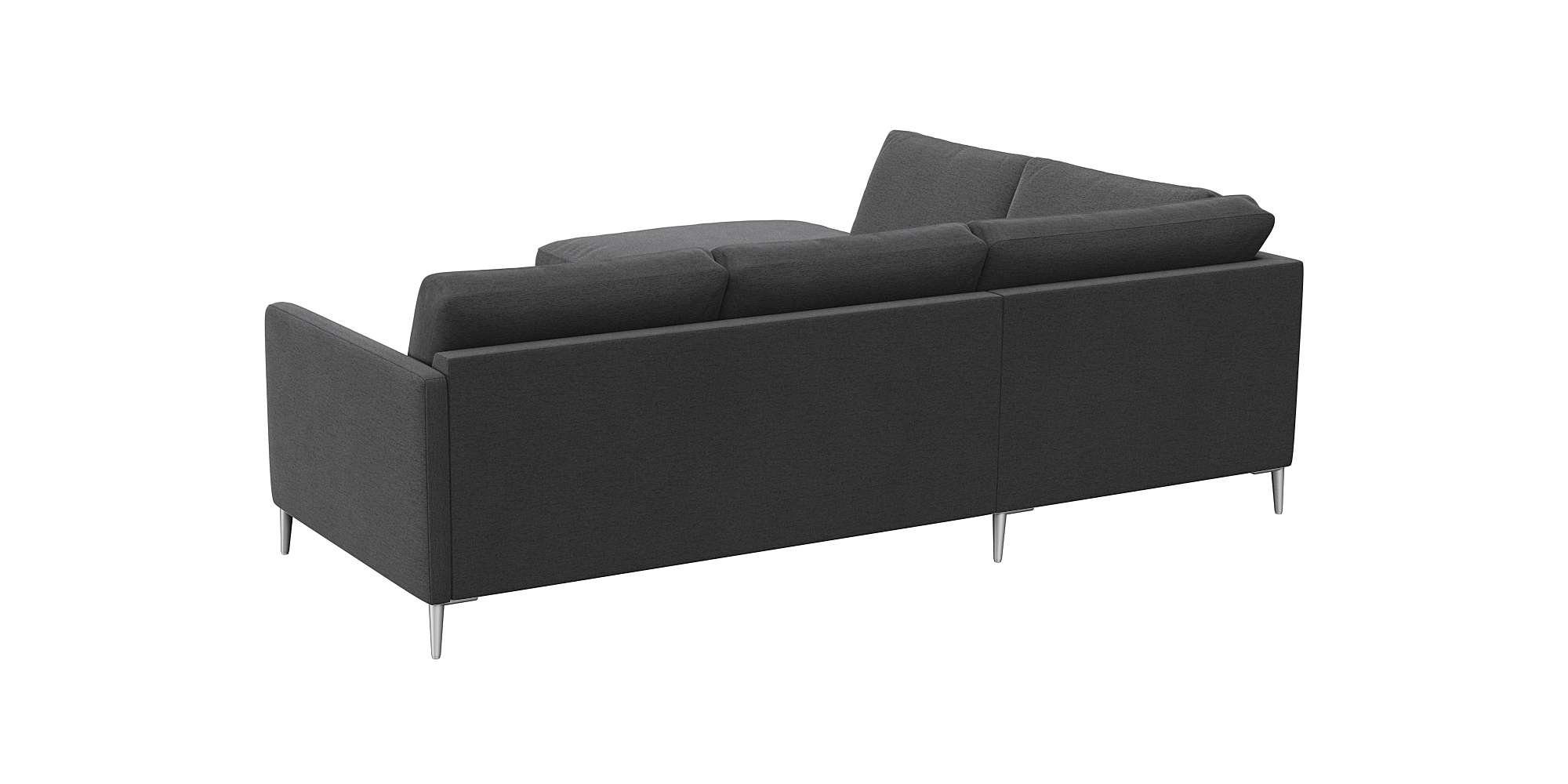 FLEXLUX Hoekbank Fiore, L-vorm smalle armleuningen, aluminiumkleurige voeten, b/d 234/225 cm, koudschuim in de zitplaats