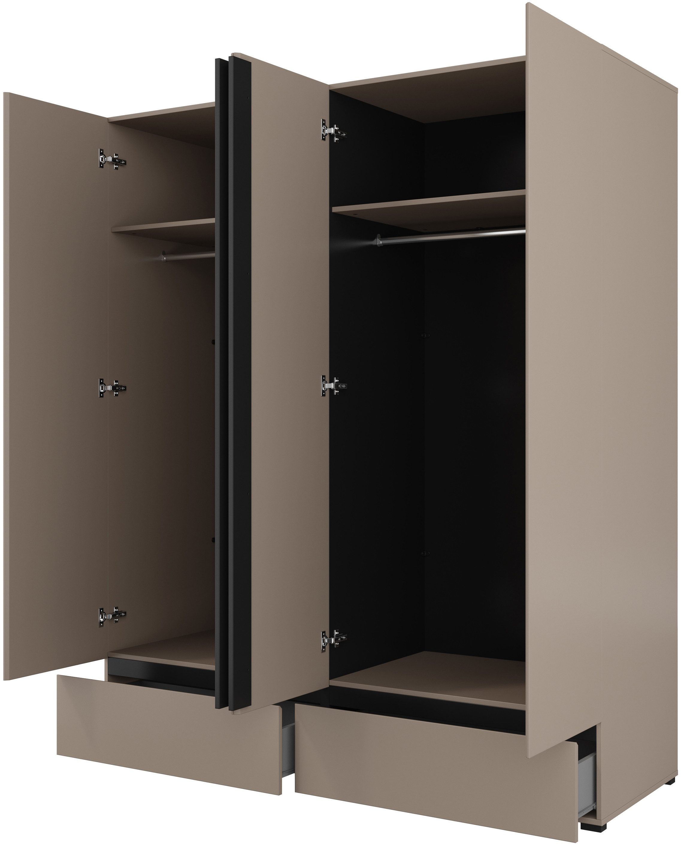 Home affaire Draaideurkast Cross, moderne greeploze kledingkast Lingeriekast met lade, garderobe, deuren