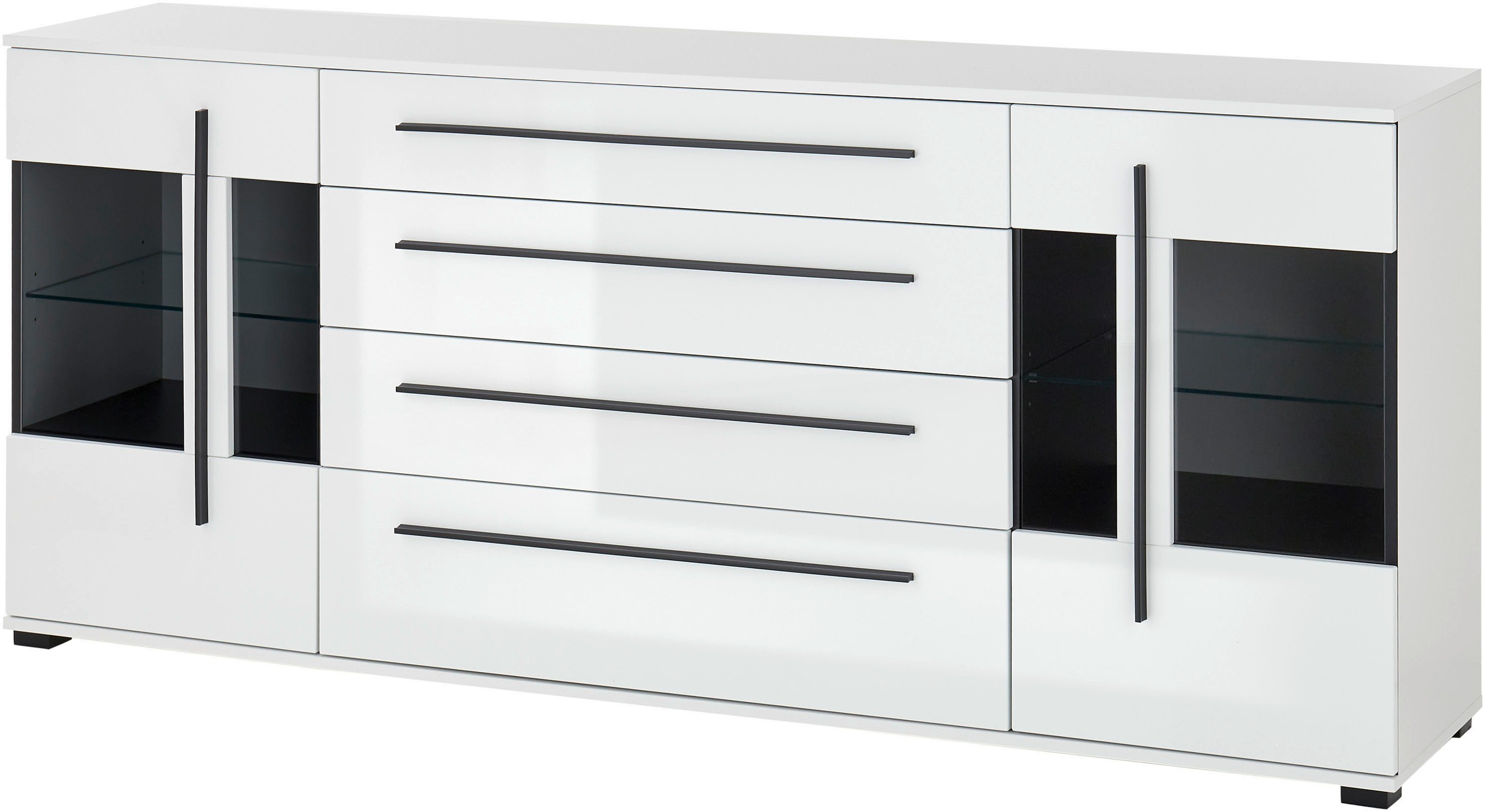 INOSIGN Dressoir Cantara, moderne kast, commode in Eiken Evoke of wit zwarte stanggreep, voldoende opbergruimte, veelzijdig inzetbaar