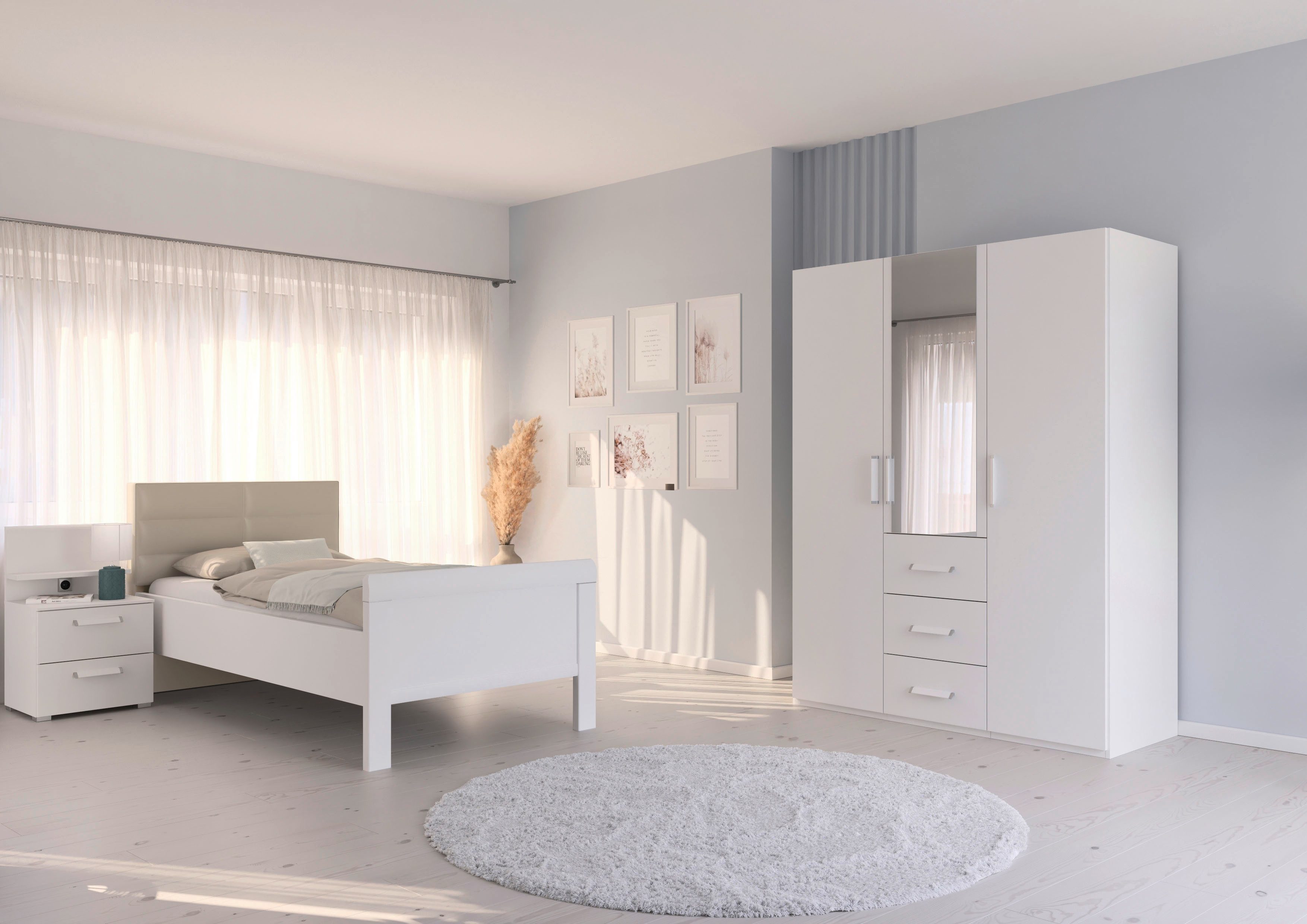 rauch Slaapkamerserie Compleet slaapkamer EVELYN Kast en bed in 2 breedtes, nachtkastje met paneel MADE IN GERMANY (set, 3-delig)