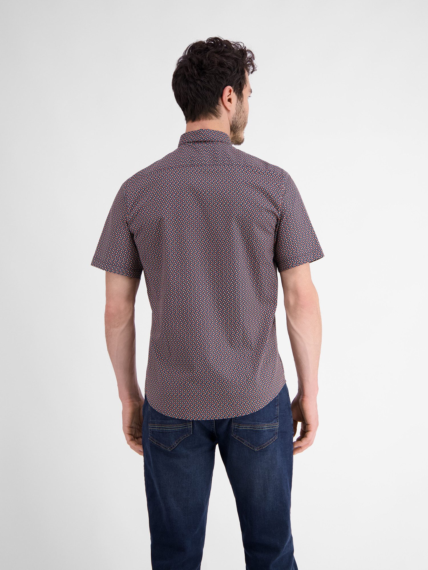 Lerros Overhemd met korte mouwen LERROS korte mouw overhemd met geometrische print