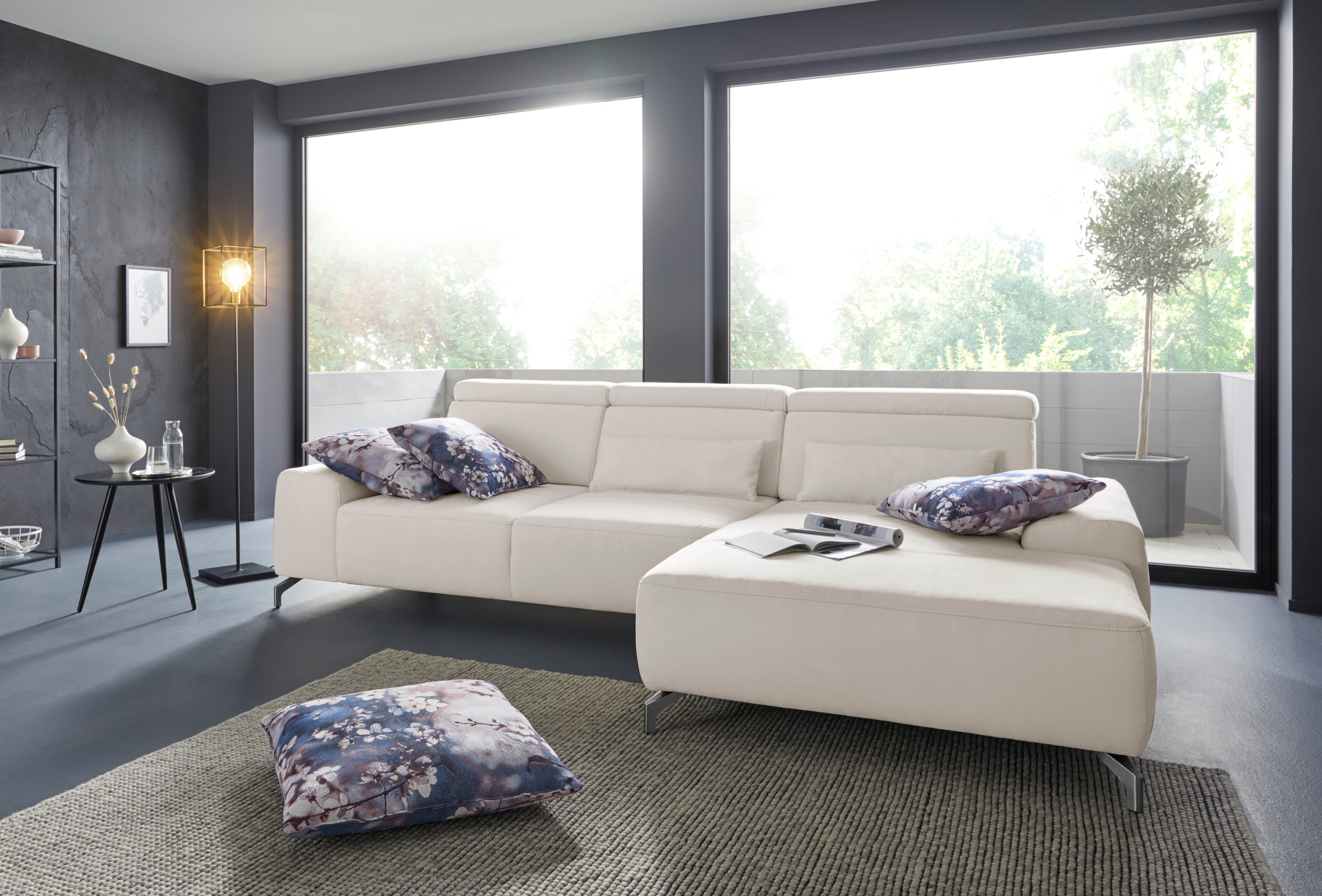 sit&more Hoekbank Gizeh L-vorm Poothoogte 12 cm, inclusief zitdiepteverstelling en verstelbare hoofdsteun