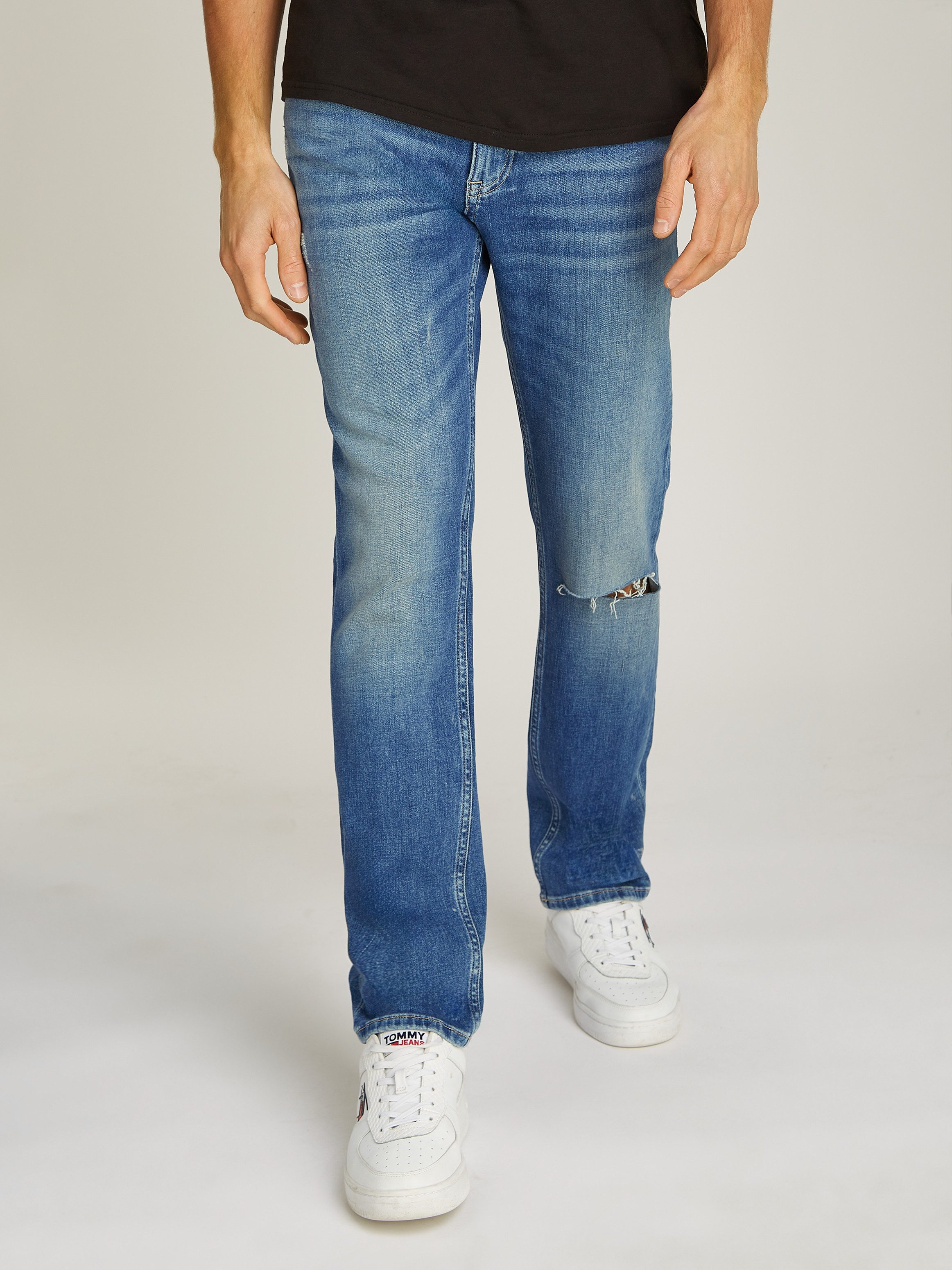 TOMMY JEANS Slim fit jeans Scanton Slim Denim Destroyed-effect, verschillende wassingen heren slim fit jeans maat 33 blauw