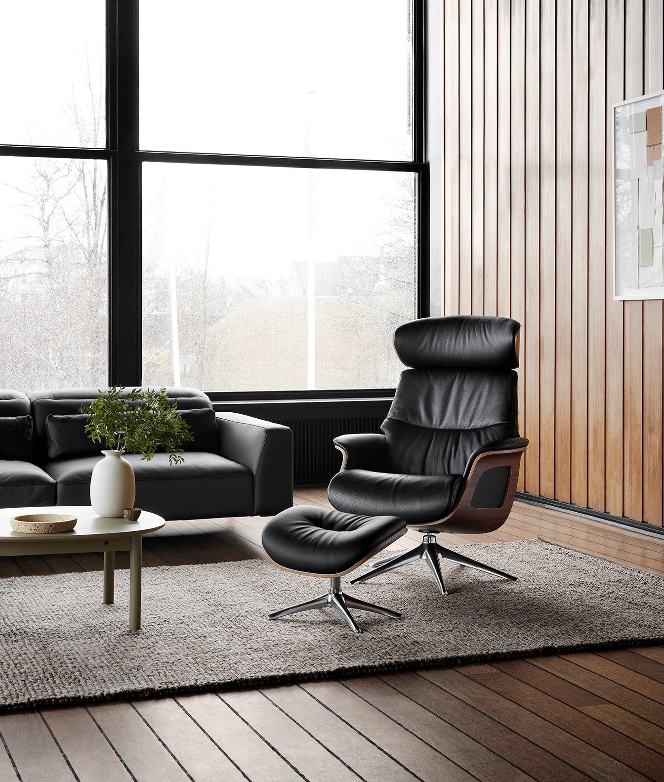 FLEXLUX Relaxfauteuil Clement relaxstoel, gestoffeerde stoel, ligstoel, TV-stoel, Rug- & hoofdverstelling, draaibaar, armleuning eiken, voet aluminium