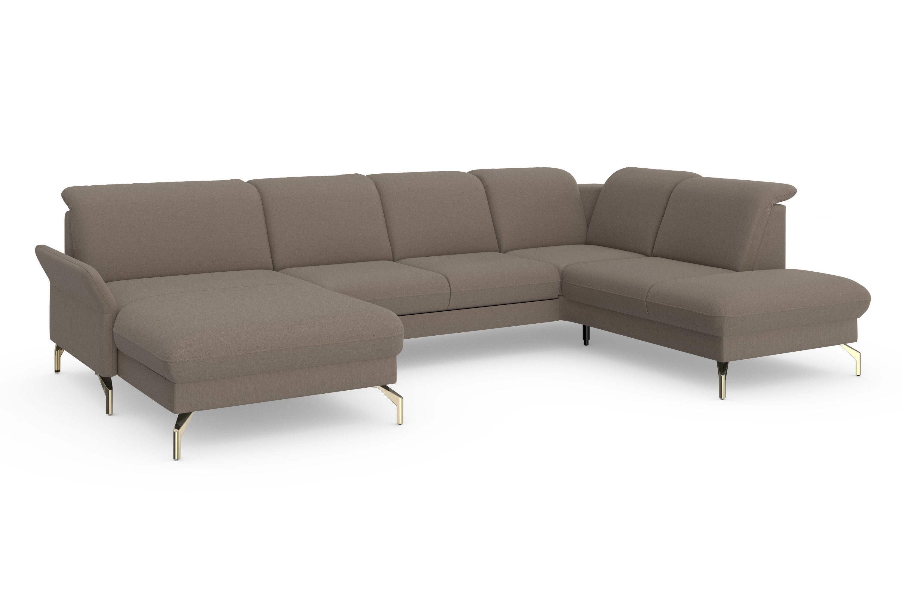 sit&more Zithoek Fashion U-vorm naar keuze met verstelbare hoofdsteun, uittrekzitting, motorisch, nikkel poten