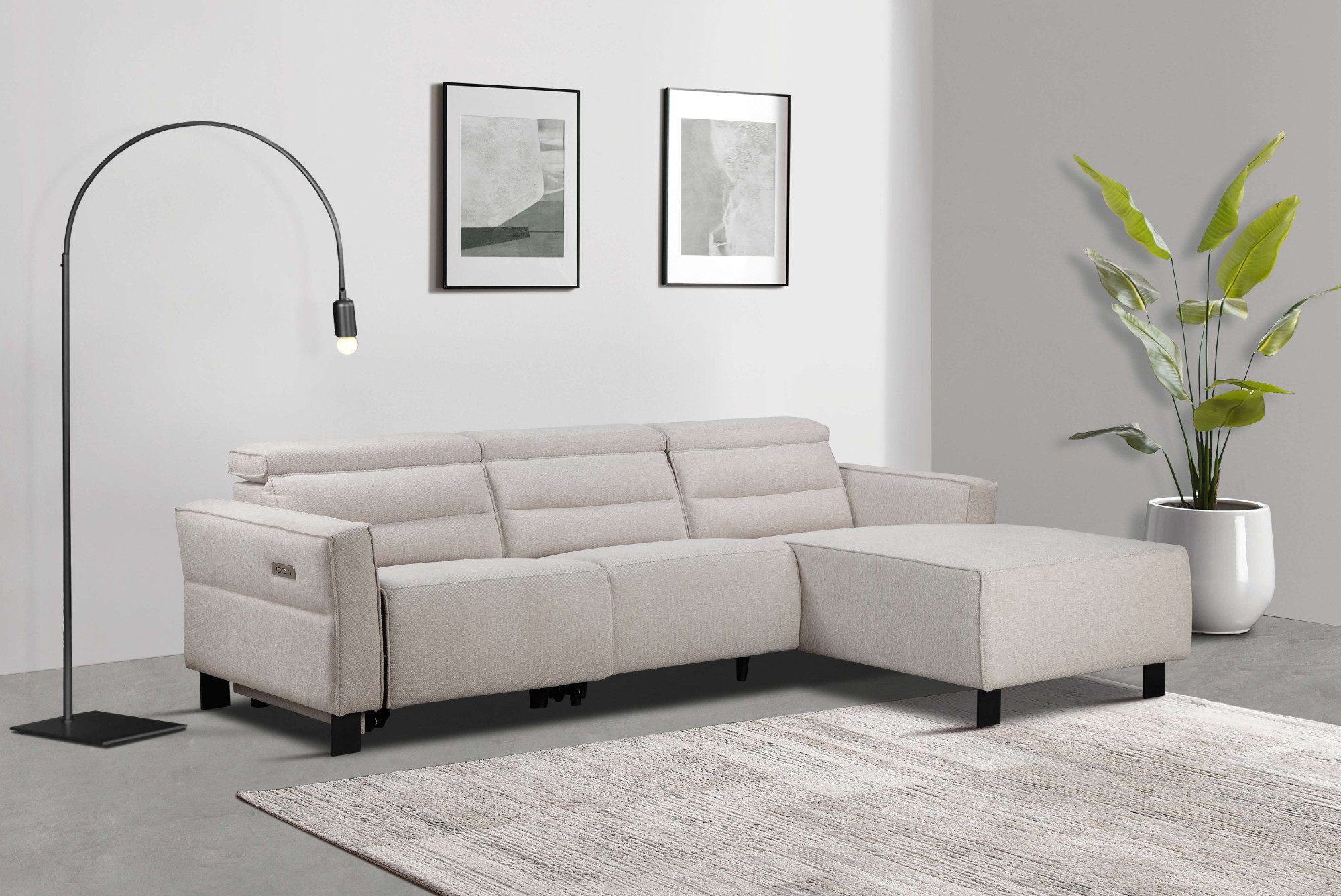 Places of Style Hoekbank Carpari, L-vorm, 263 cm, handmatige of elektrische relaxfunctie