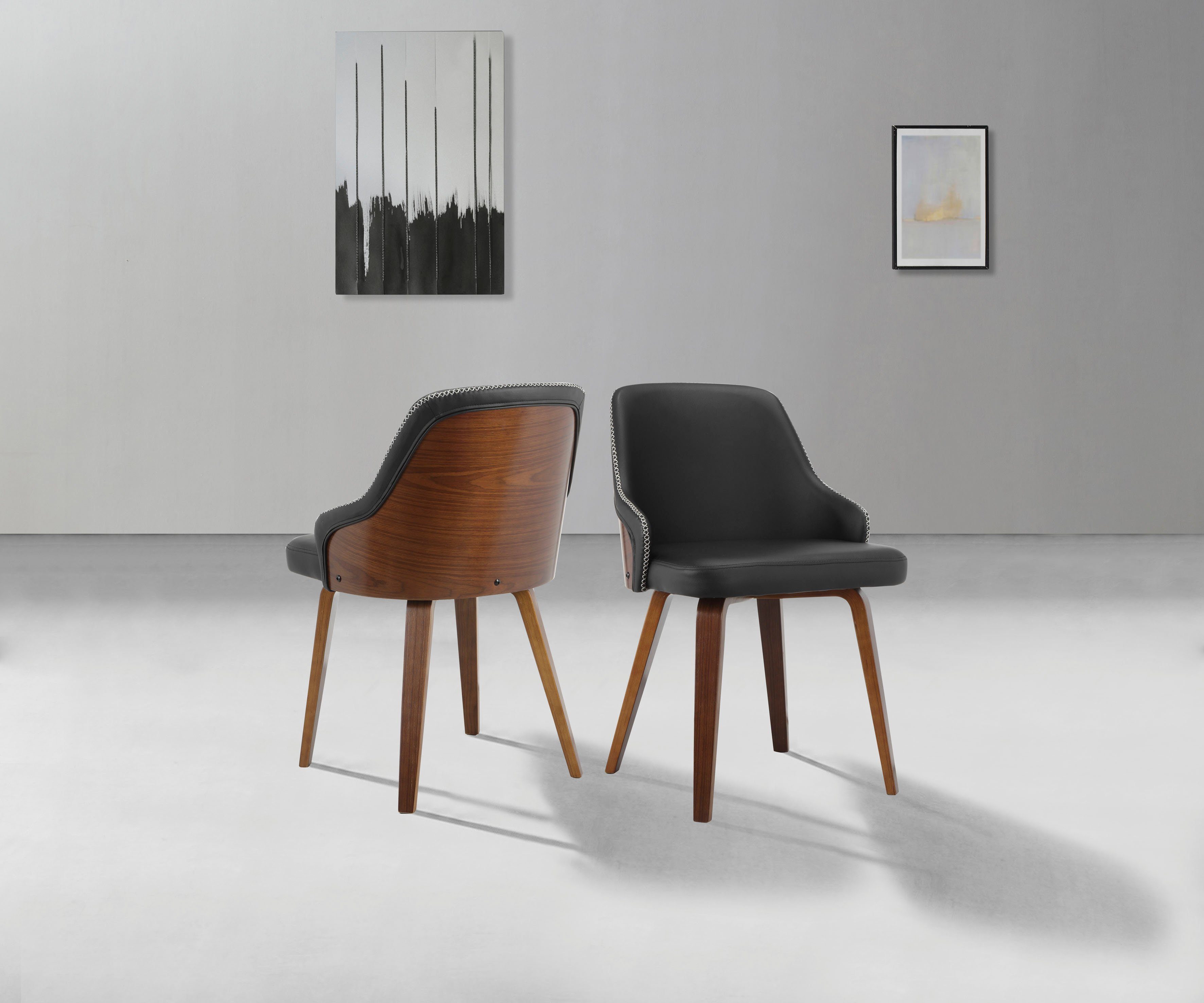 INOSIGN Eetkamerstoel Bojan gemakkelijk te onderhouden imitatieleer, beklede zitting en rugleuning, zithoogte 47 cm (2 stuks)