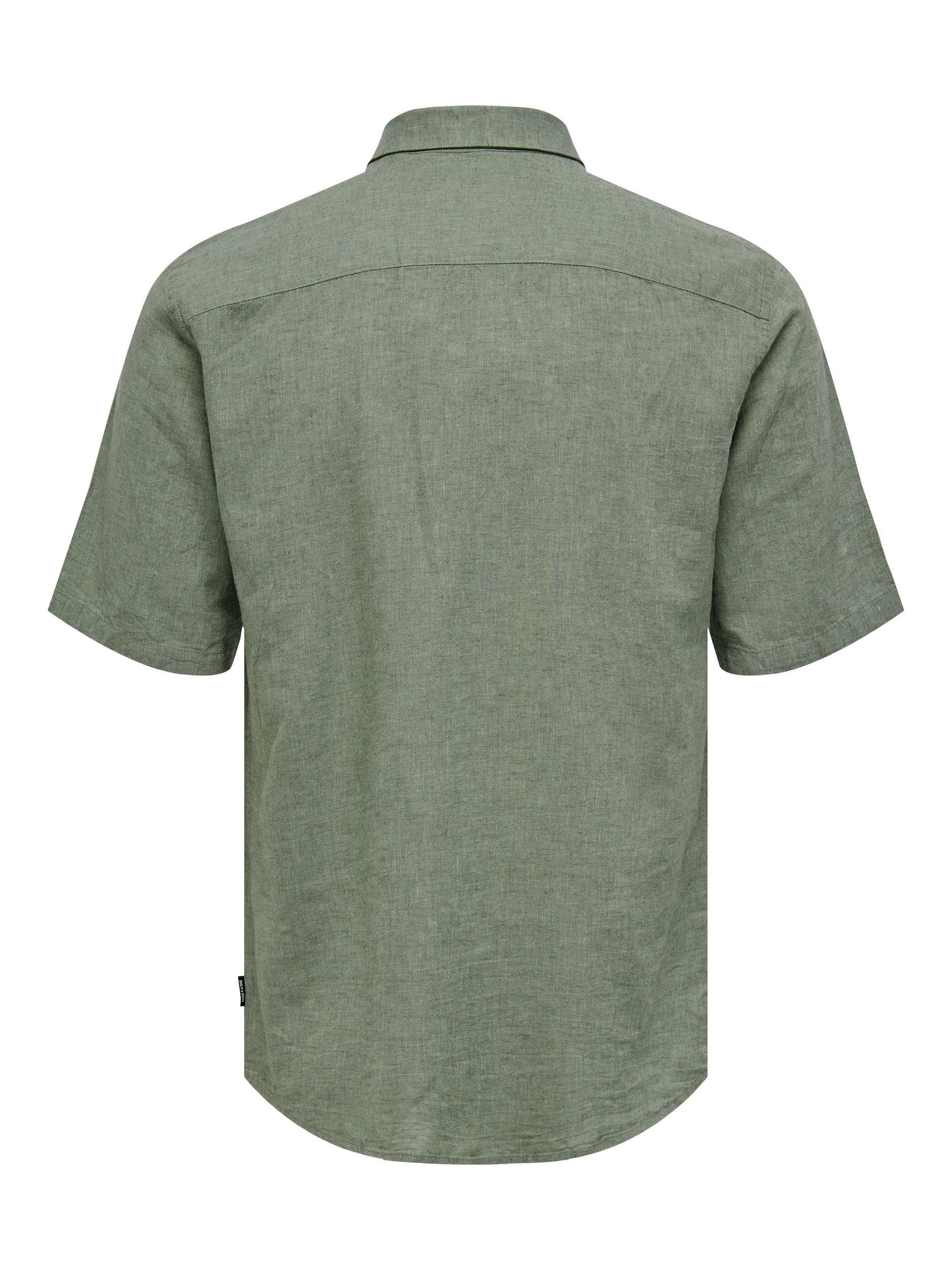 ONLY & SONS Overhemd met korte mouwen ONSCAIDEN SS SOLID LINEN SHIRT NOOS