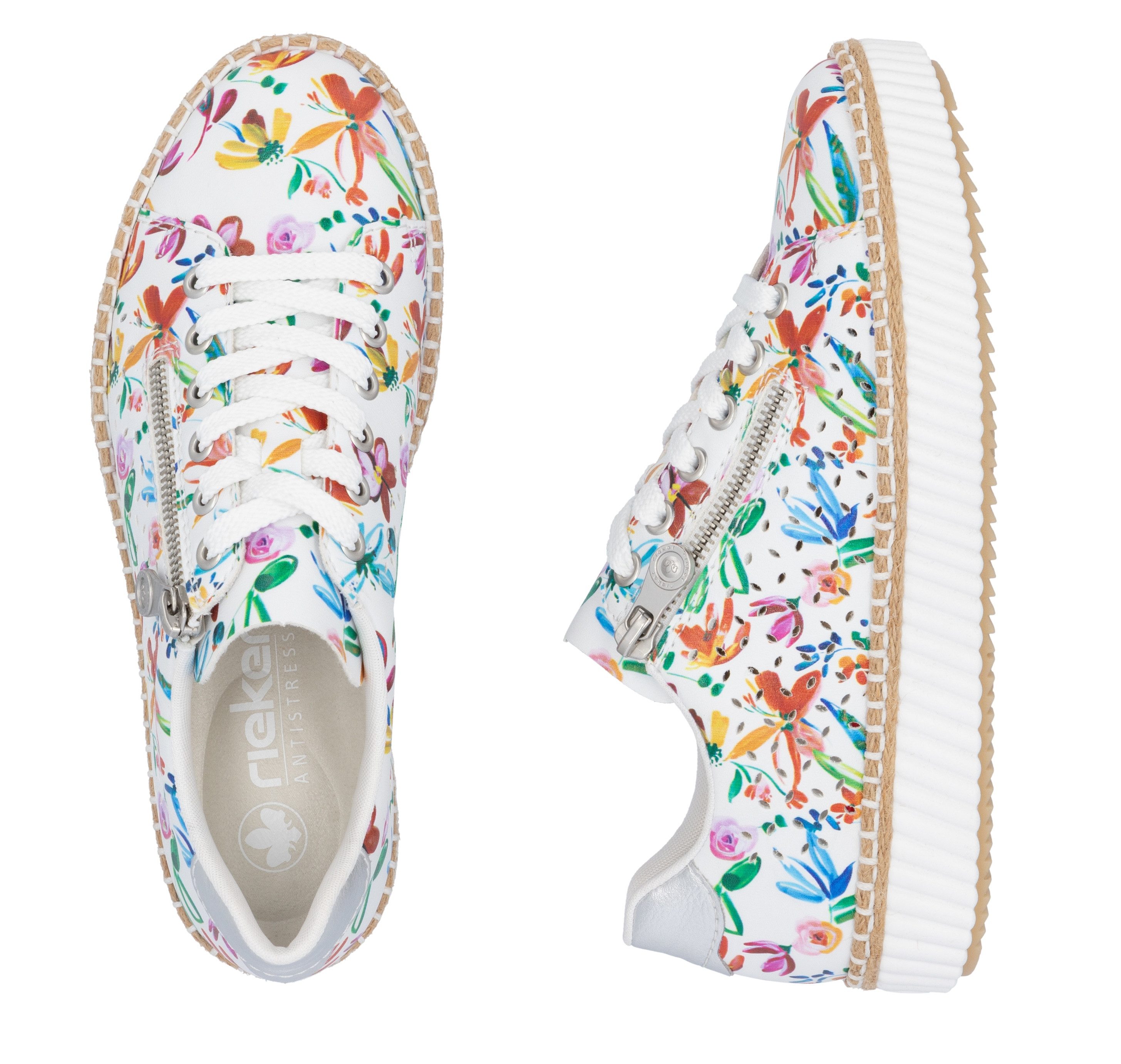 Rieker Plateausneakers , veterschoen, halfschoen, sneaker met zijrits