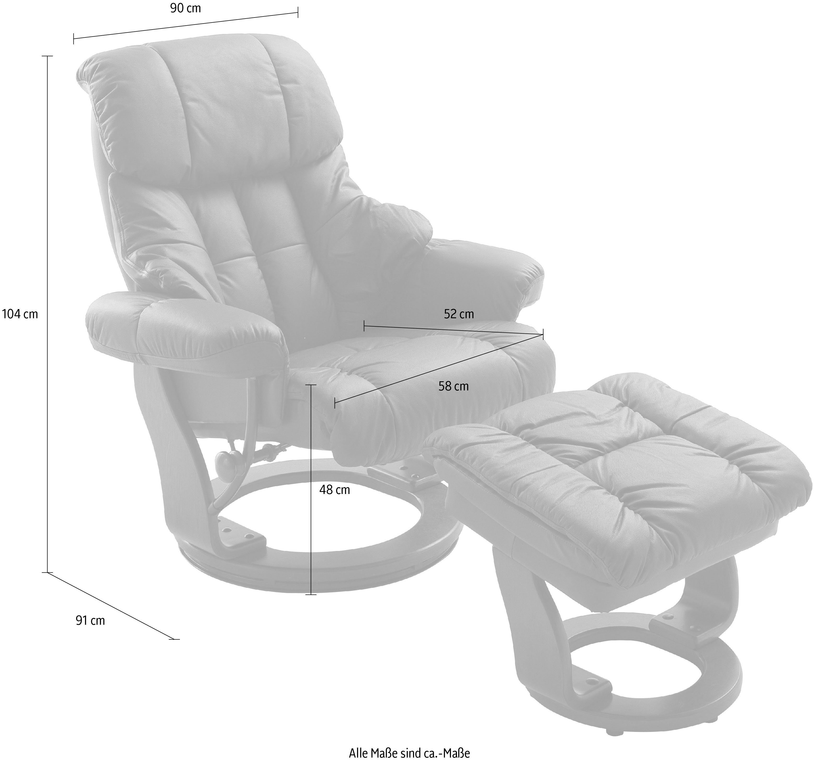 MCA furniture Relaxfauteuil Calgary Tv-fauteuil 360º draaibaar inclusief hocker met leren bekleding