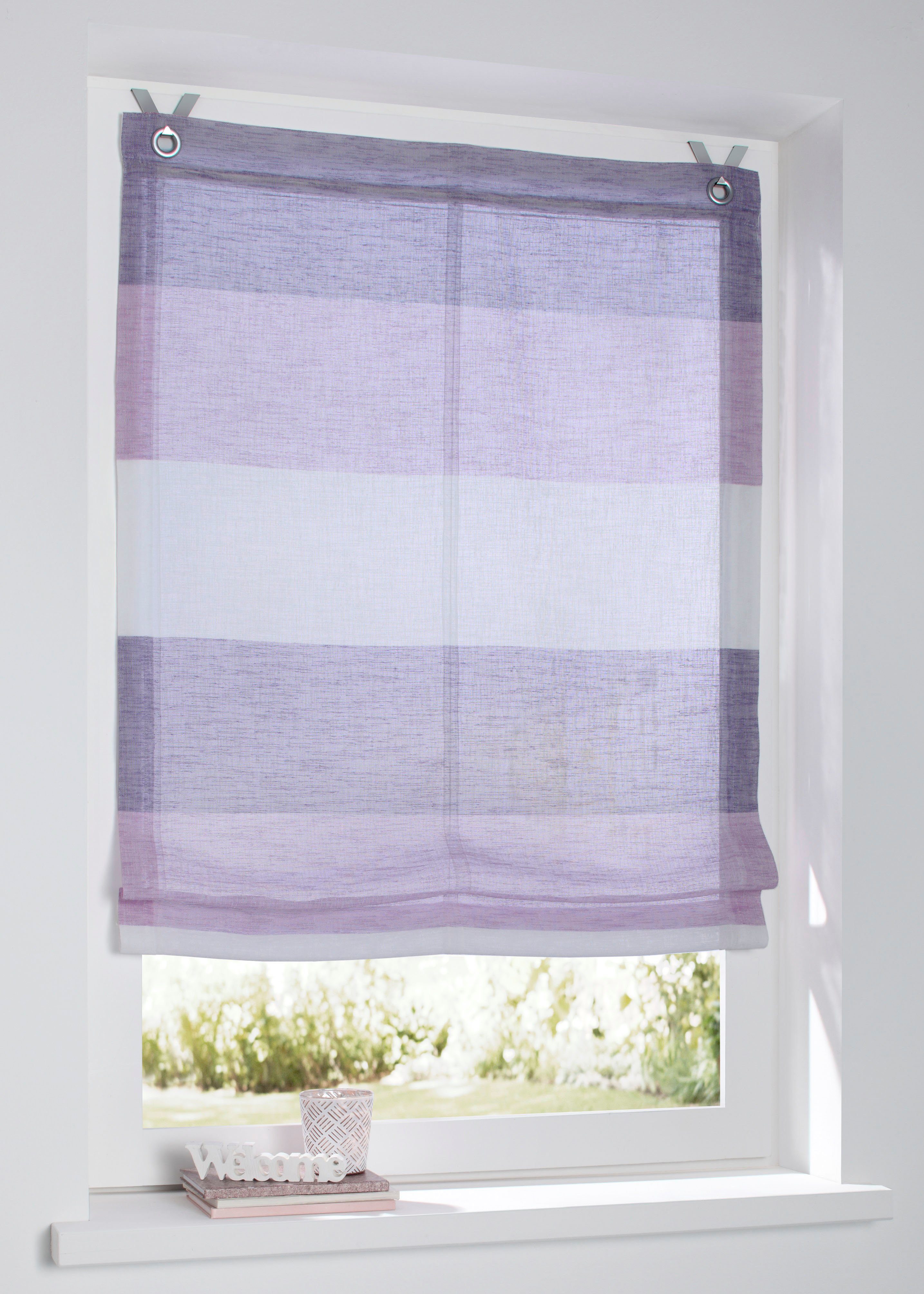 Kutti Romeins rolgordijn Marit halftransparant, polyester, op te hangen met haken (1 stuk)