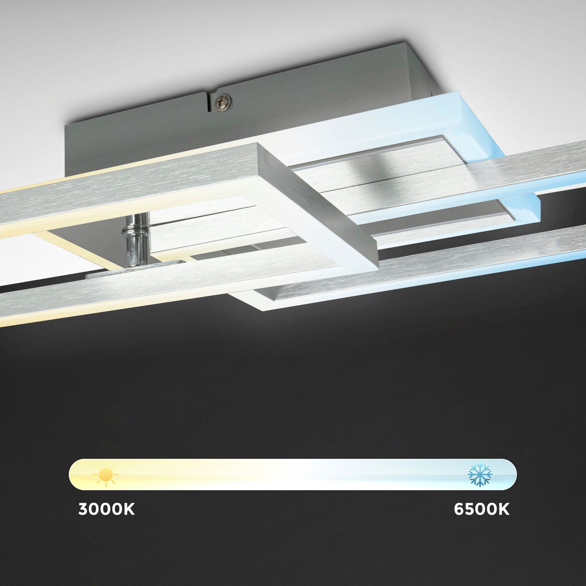 B.K.Licht Led-plafondlamp BK_FR1439 LED plafondlamp, 40 watt, draaibaar, dimbaar, CCT Kleurtemperatuur selecteerbaar, timer, nachtlichtfunctie, afstandsbediening (1 stuk)