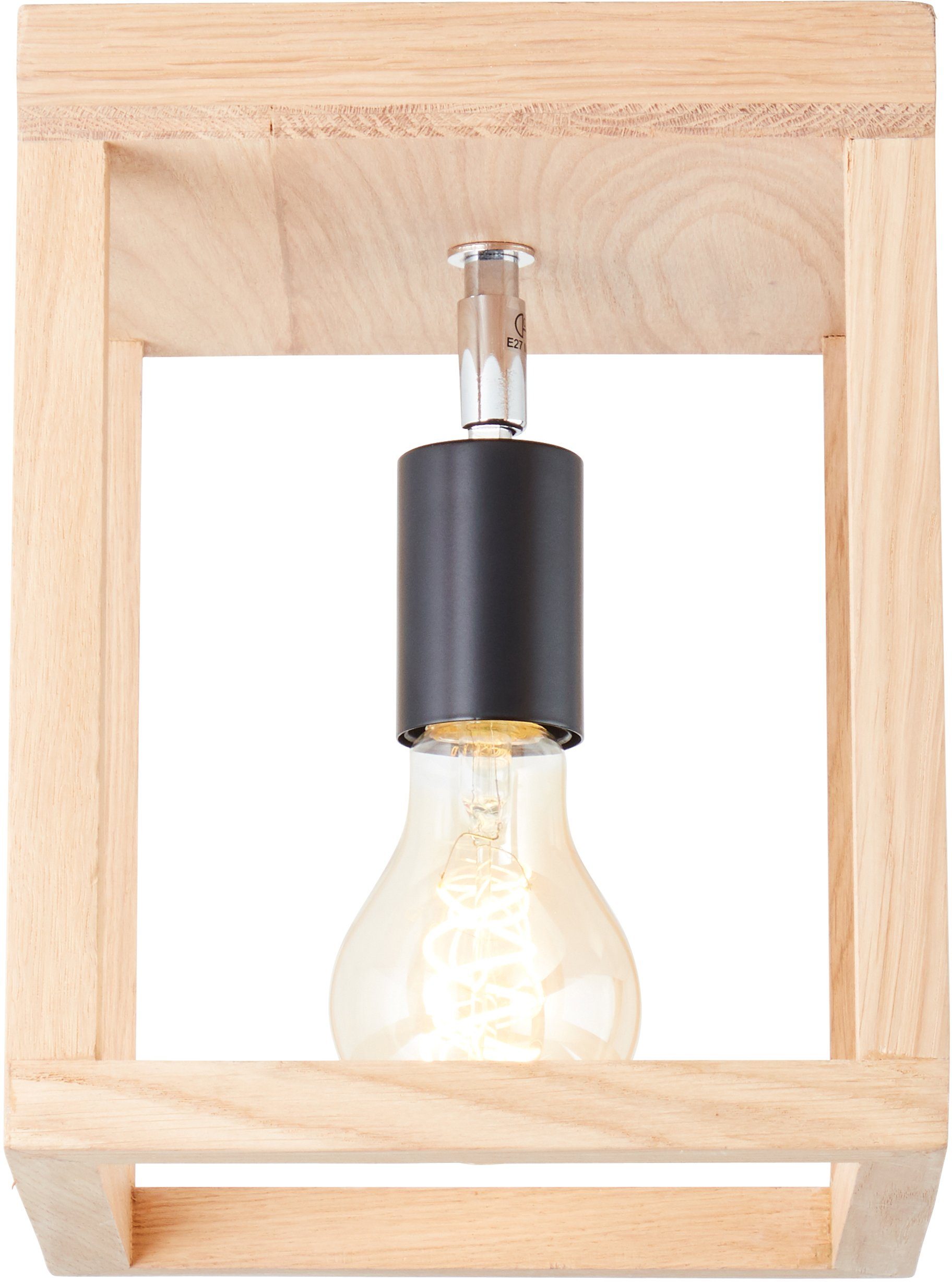 Brilliant Leuchten Plafondlamp Nerea 25 x 20 x 20 cm, e27, hout / metaal, geolied eiken (1 stuk)