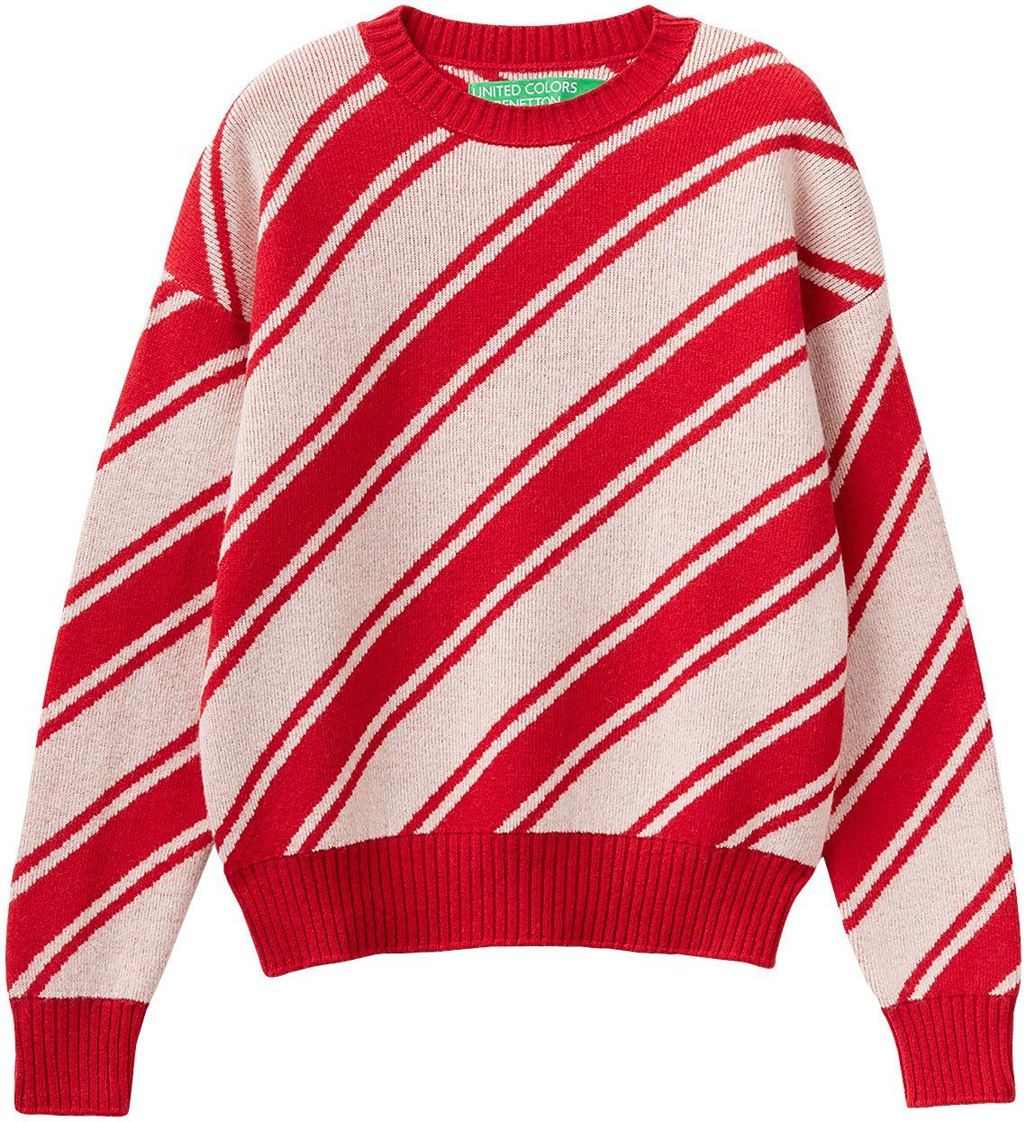 United Colors of Benetton Gebreide trui met diagonaal streepdessin