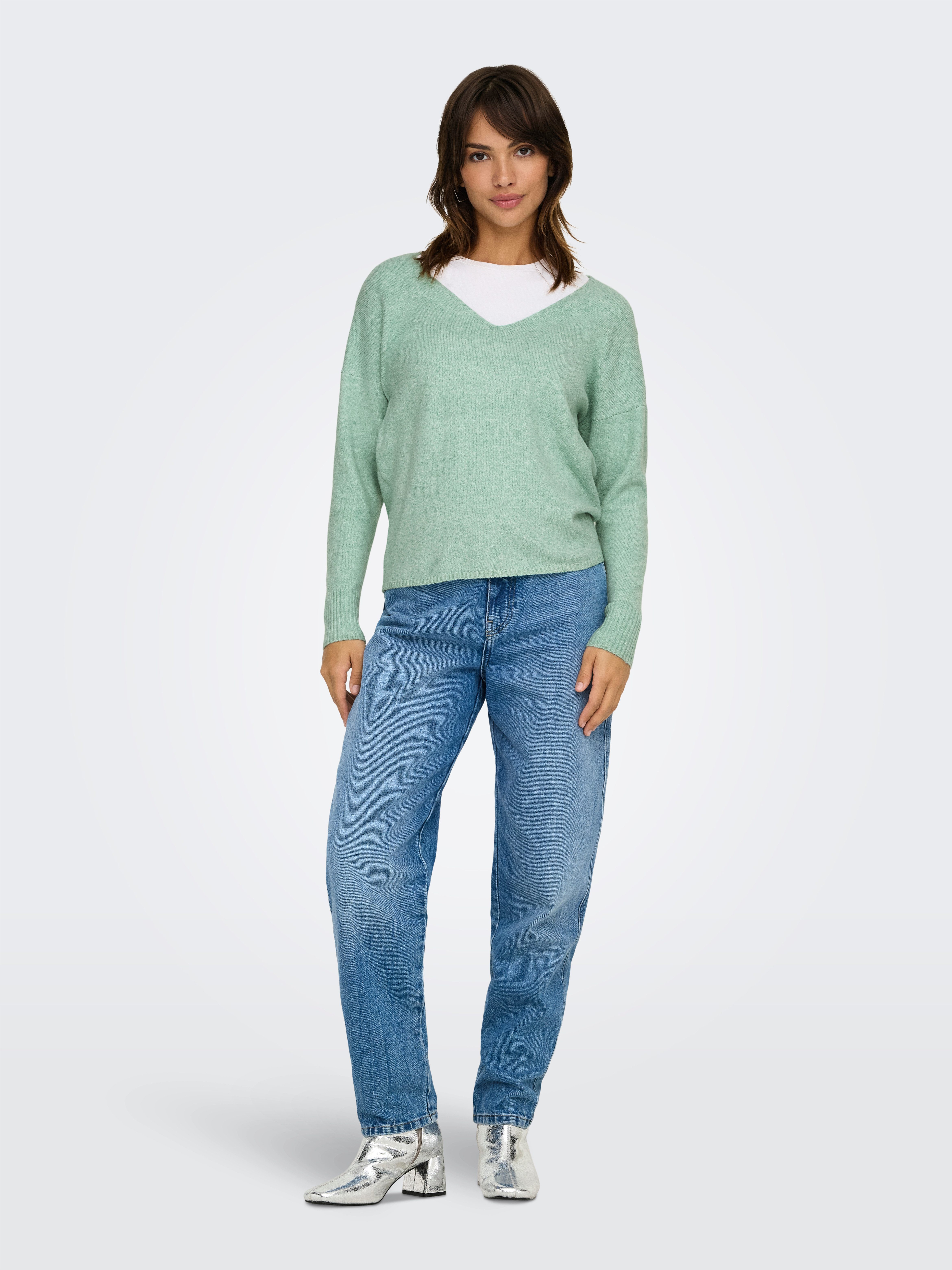 Only Trui met V-hals ONLRICA LIFE L S V-NECK PULLO KNT NOOS