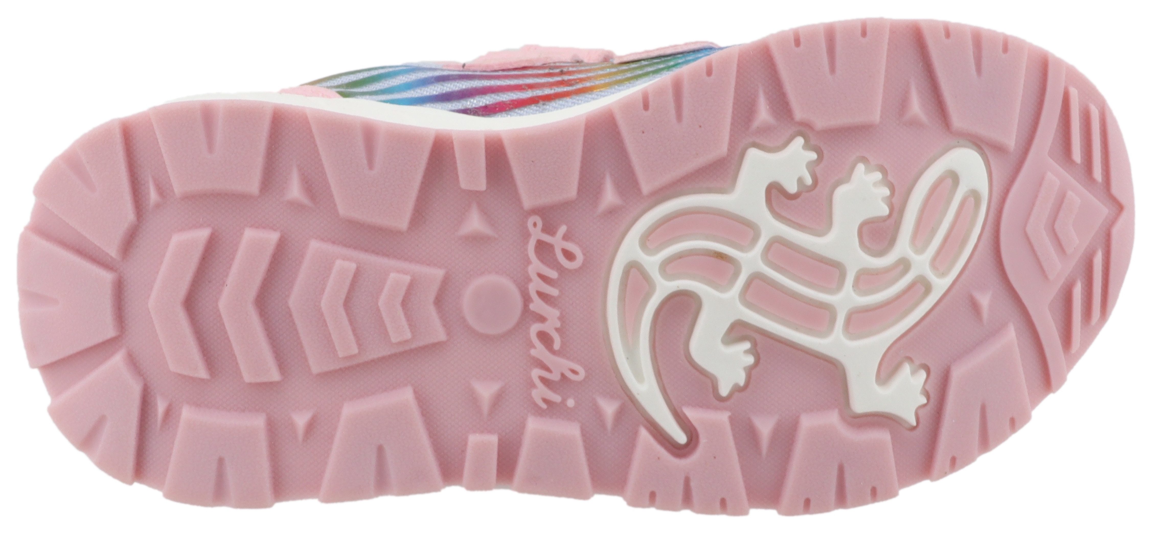 Lurchi Klittenbandschoenen ABELIA , met strepen in regenboogkleuren, maat sjabloon om te downloaden