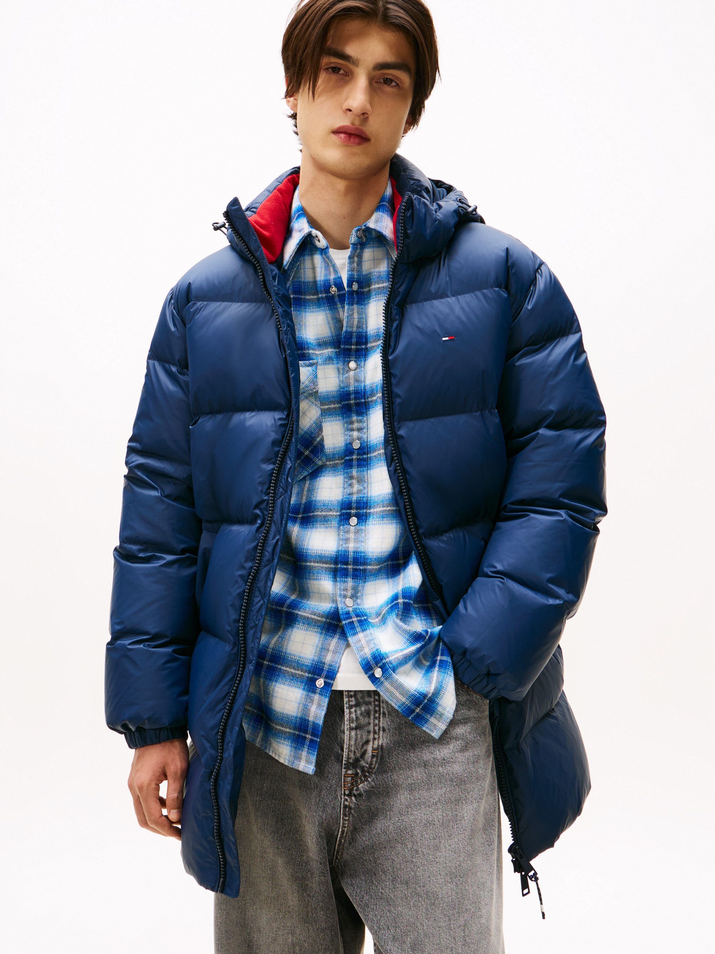 TOMMY JEANS Gewatteerde jas TJM ESSENTIAL DOWN PARKA Donzen jas, overgangsjas met capuchon