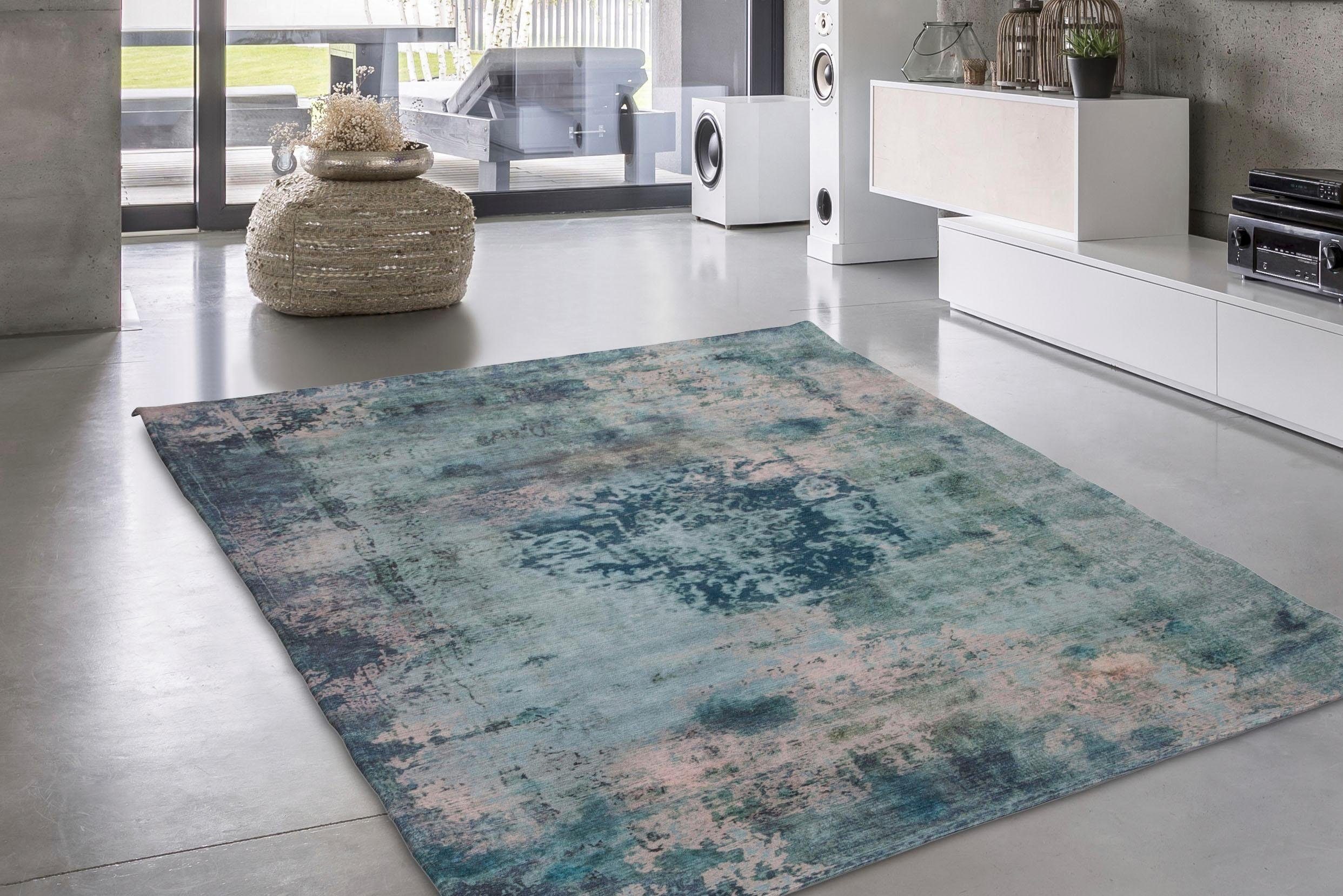 my home Vloerkleed Nelio Vintage-design, used look, korte pool, vloerkleed met randdessin