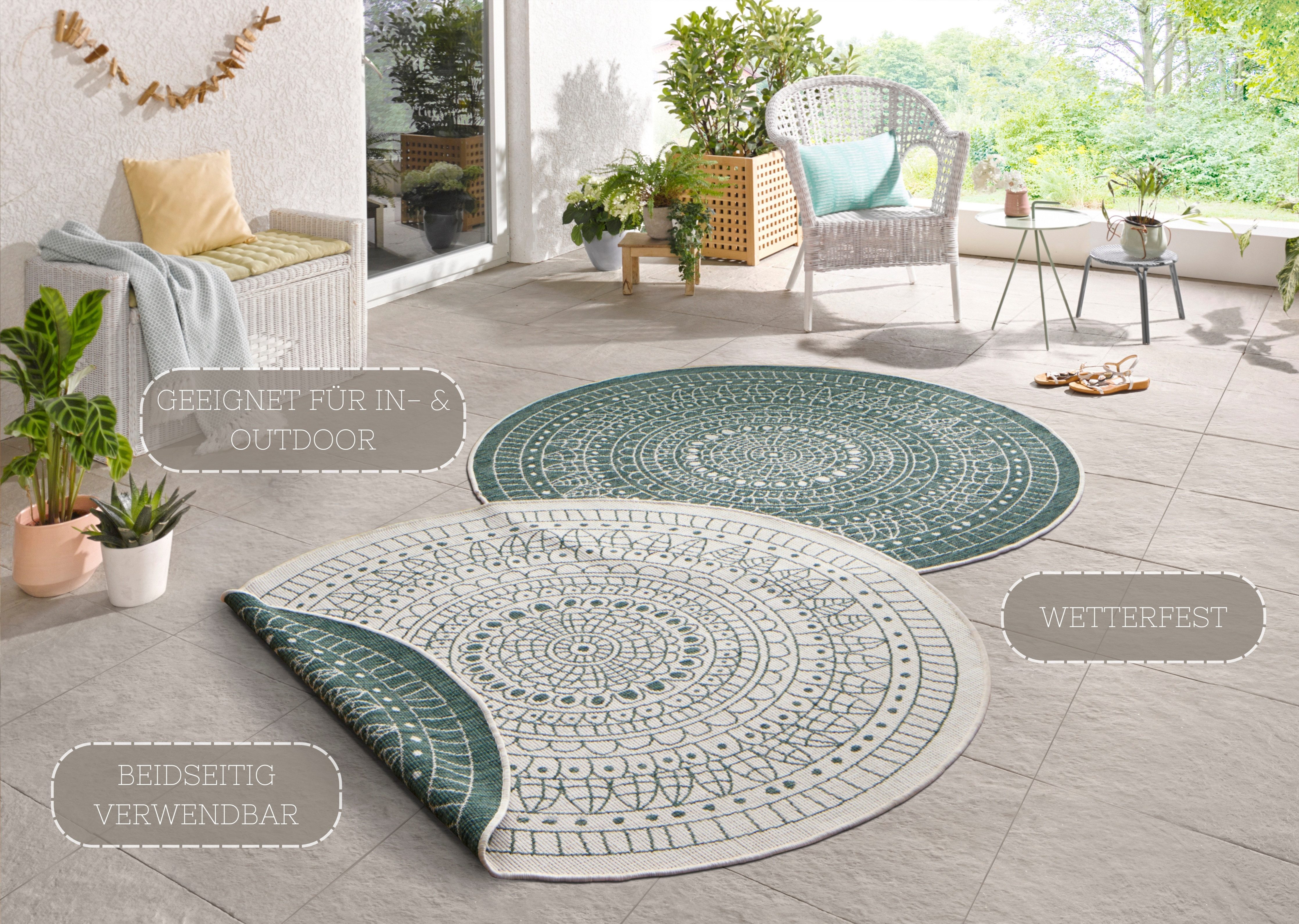 NORTHRUGS Vloerkleed Porto tweezijdig te gebruiken kleed Geschikt voor binnen en buiten, weerbestendig, balkon, tuin, woonkamer, waterbestendig