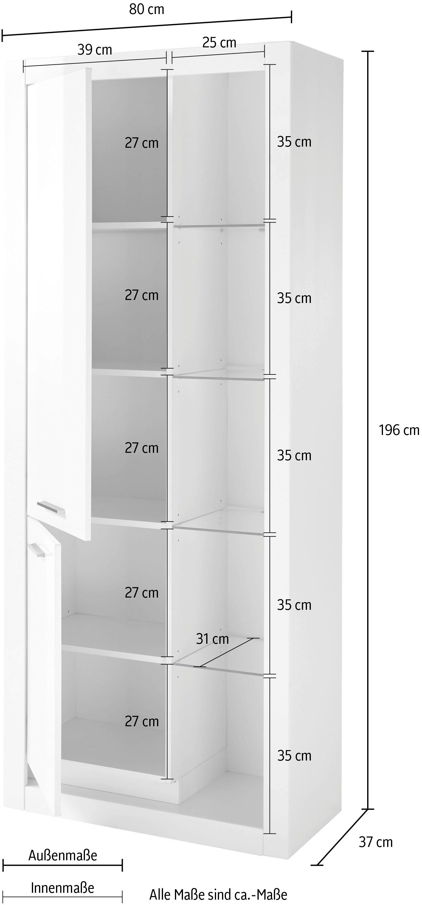 Places of Style Vitrinekast MERAN Hoogte ca. 196 cm