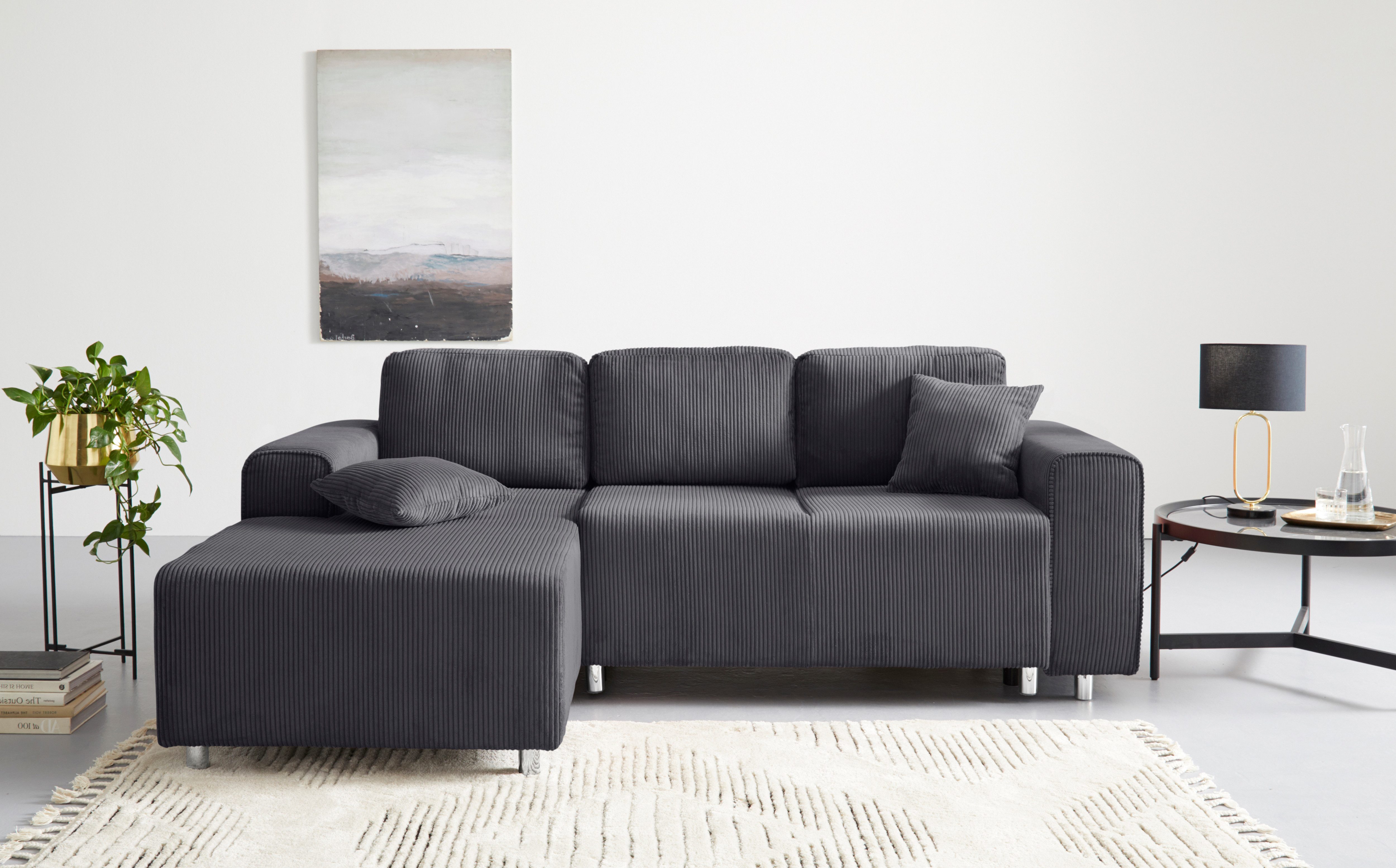 Guido Maria Kretschmer Home&Living Hoekbank Györ L-vorm, optioneel met bedfunctie en bedlade inclusief 2 sierkussens