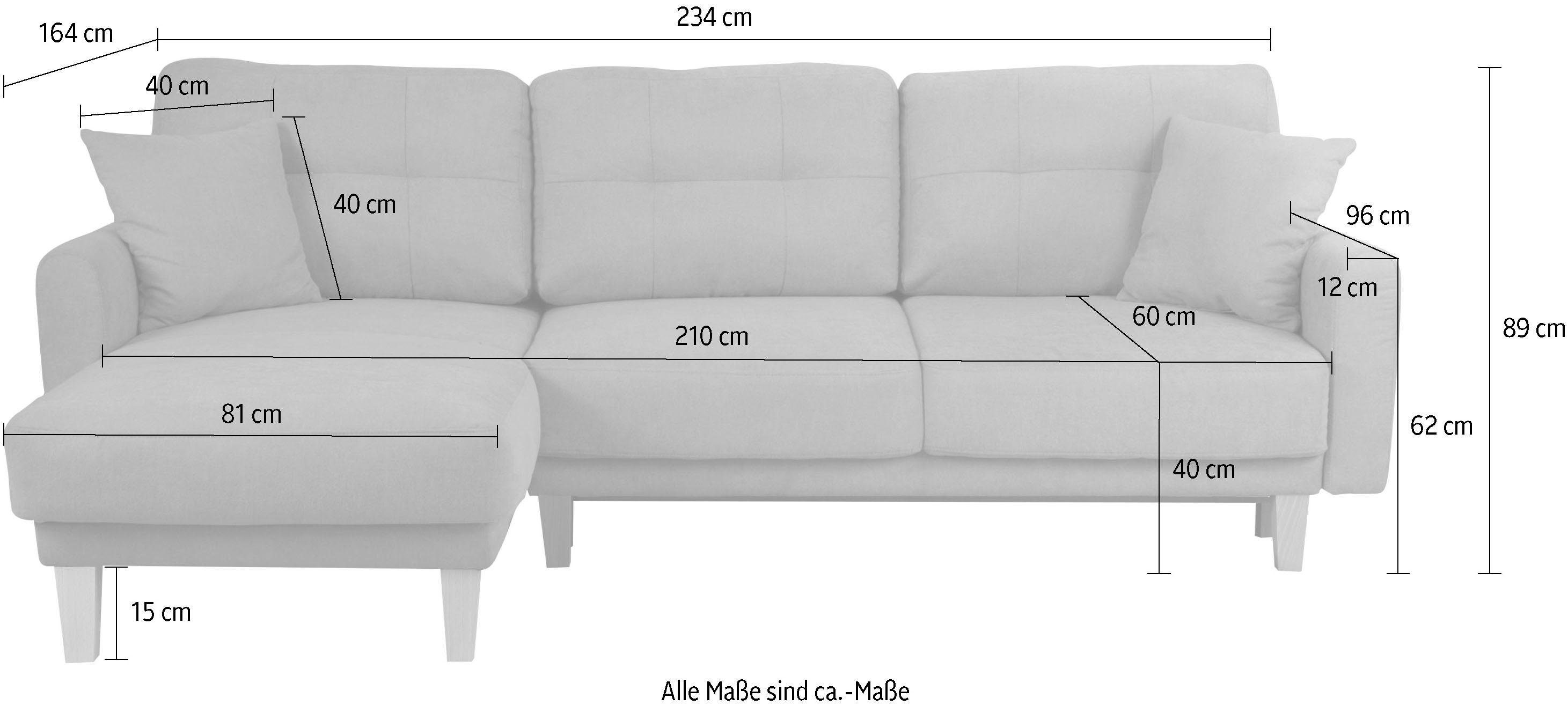 Home affaire Hoekbank TRIPLO optionele slaapbank met bedlade, afmetingen B/D/H: 234/164/89 cm