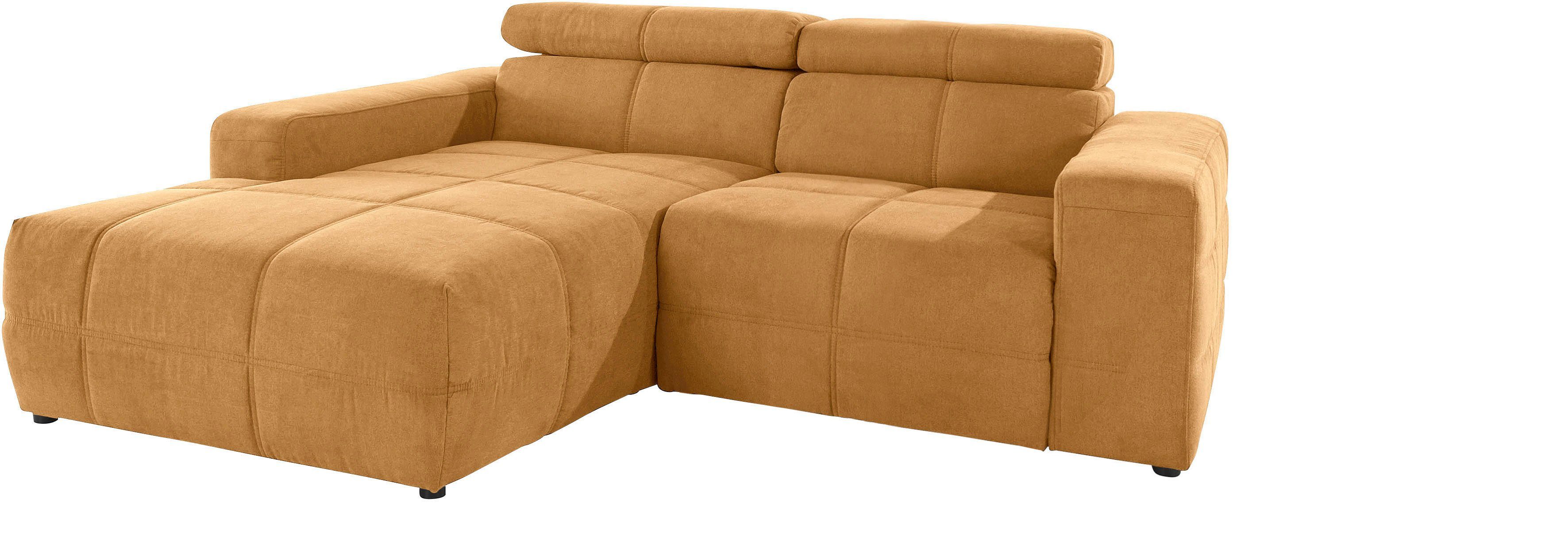 DOMO collection Hoekbank Brandon, incl. Hoofdsteunverstelling, B/D/H: 214/100/80 cm, L-Vorm
