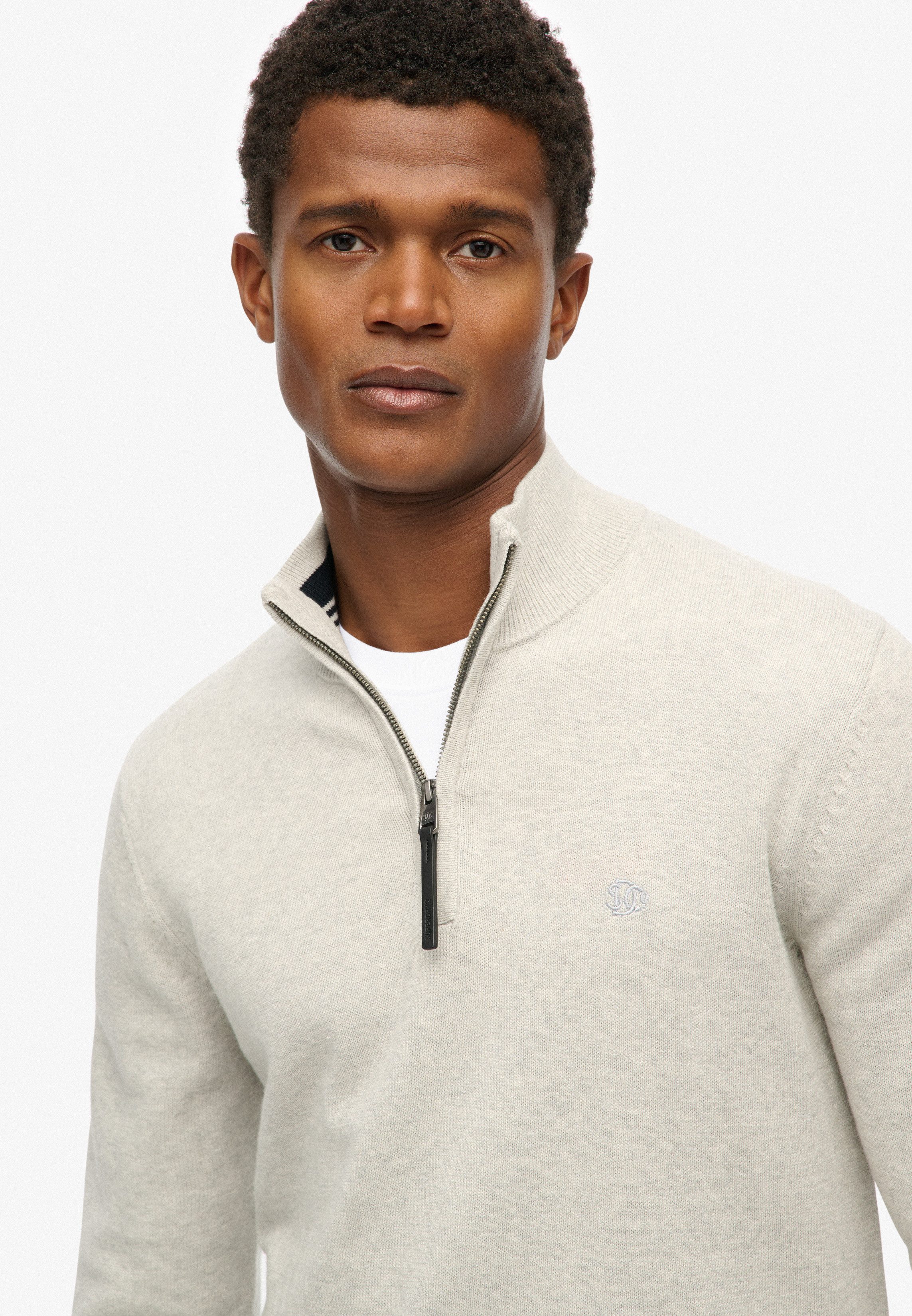 Superdry Gebreide trui ESSENTIALS COTTON HALF ZIP