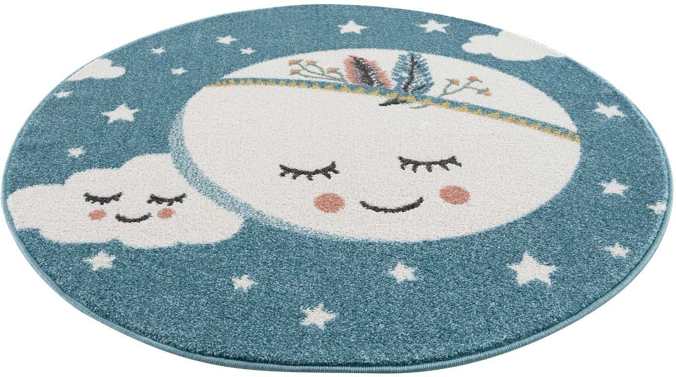 Carpet City Kindervloerkleed Anime9383 Sterretjes-vloerkleed met maan, zachte pool, gemakkelijk in onderhoud, kinderkamer