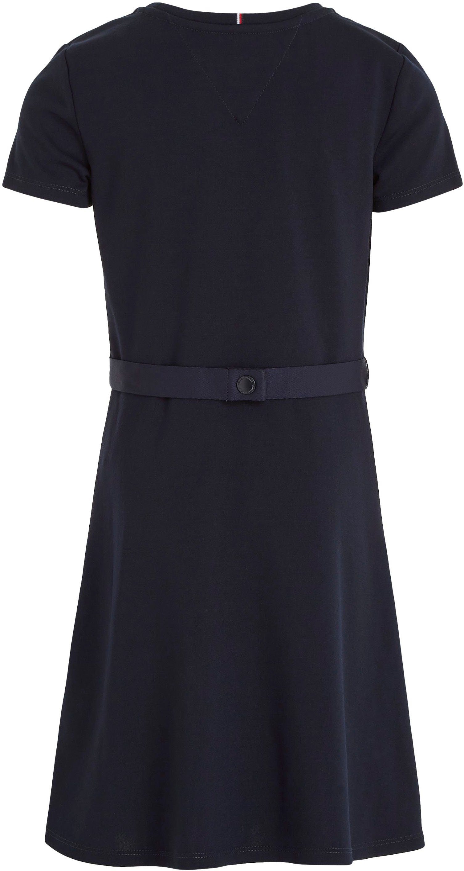 Tommy Hilfiger Jerseyjurk ESSENTIAL SKATER DRESS met merklabel op de tailleband